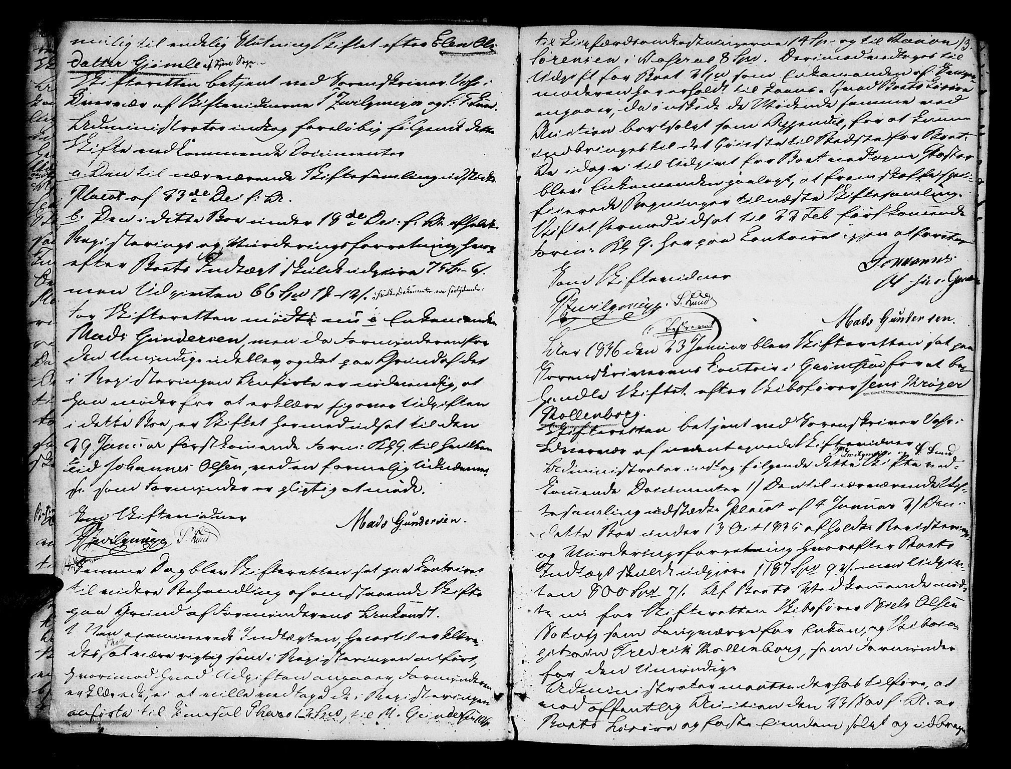 Vestre Nedenes/Sand sorenskriveri, AV/SAK-1221-0010/H/Hc/L0003: Skifteforhandlingsprotokoll nr. 1, 1835-1844, p. 12b-13a
