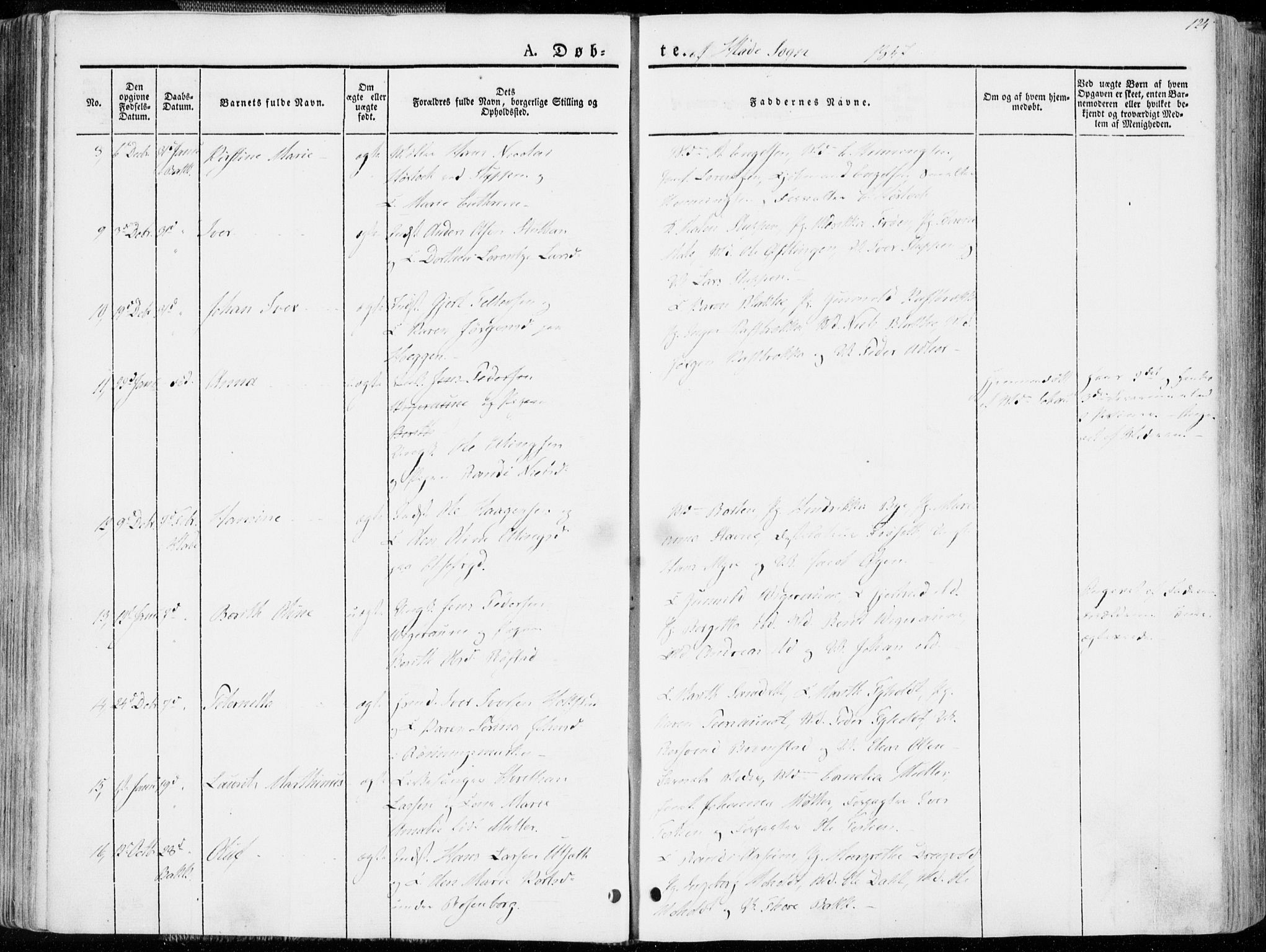 Ministerialprotokoller, klokkerbøker og fødselsregistre - Sør-Trøndelag, AV/SAT-A-1456/606/L0290: Parish register (official) no. 606A05, 1841-1847, p. 124