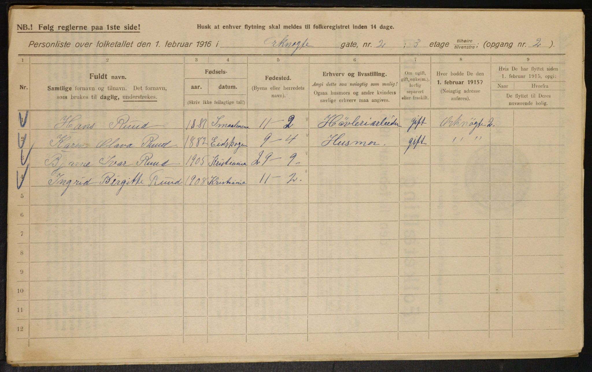 OBA, Municipal Census 1916 for Kristiania, 1916, p. 77815