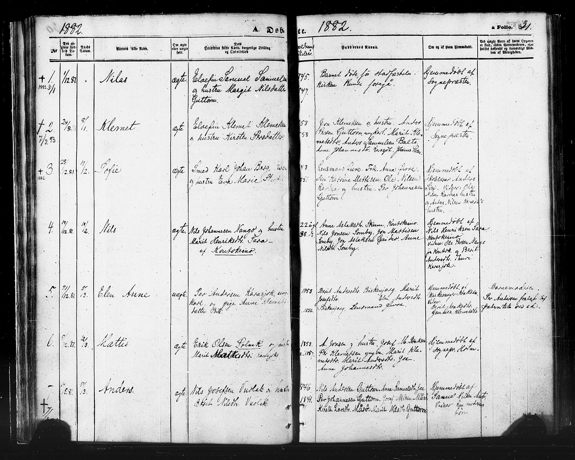 Karasjok sokneprestkontor, SATØ/S-1352/H/Ha/L0001kirke: Parish register (official) no. 1, 1872-1884, p. 31