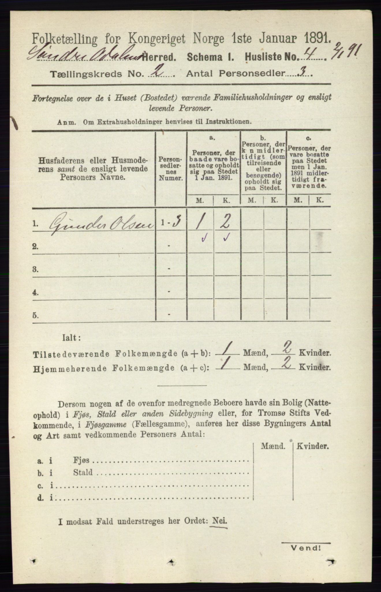 RA, 1891 census for 0419 Sør-Odal, 1891, p. 353