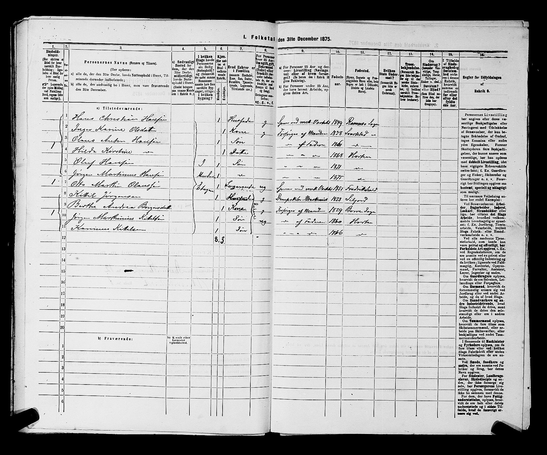 SAKO, 1875 census for 0703P Horten, 1875, p. 617