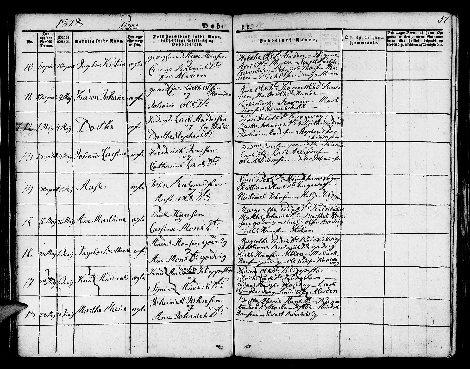 Askøy Sokneprestembete, SAB/A-74101/H/Ha/Haa/Haaa/L0004: Parish register (official) no. A 4, 1825-1845, p. 57