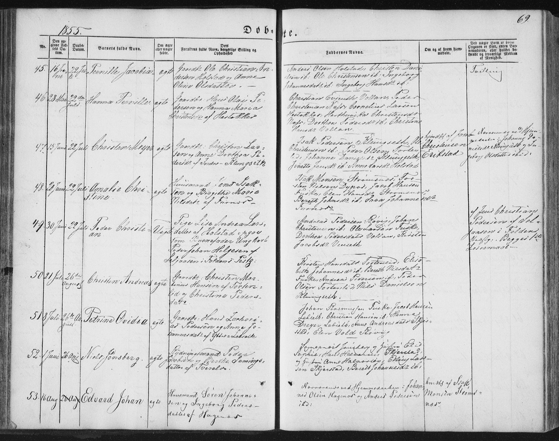 Ministerialprotokoller, klokkerbøker og fødselsregistre - Nordland, AV/SAT-A-1459/852/L0738: Parish register (official) no. 852A08, 1849-1865, p. 69