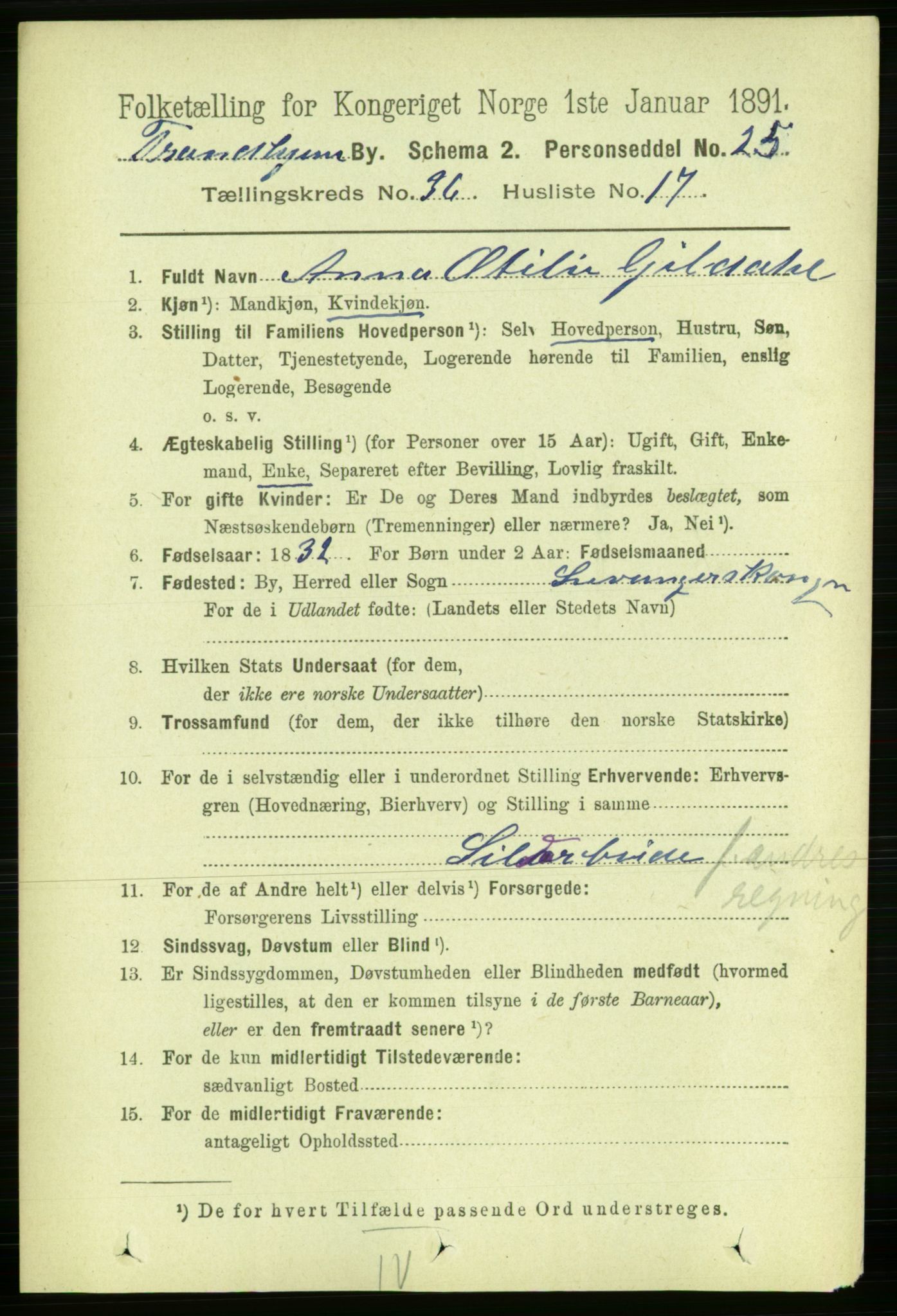 RA, 1891 census for 1601 Trondheim, 1891, p. 27113