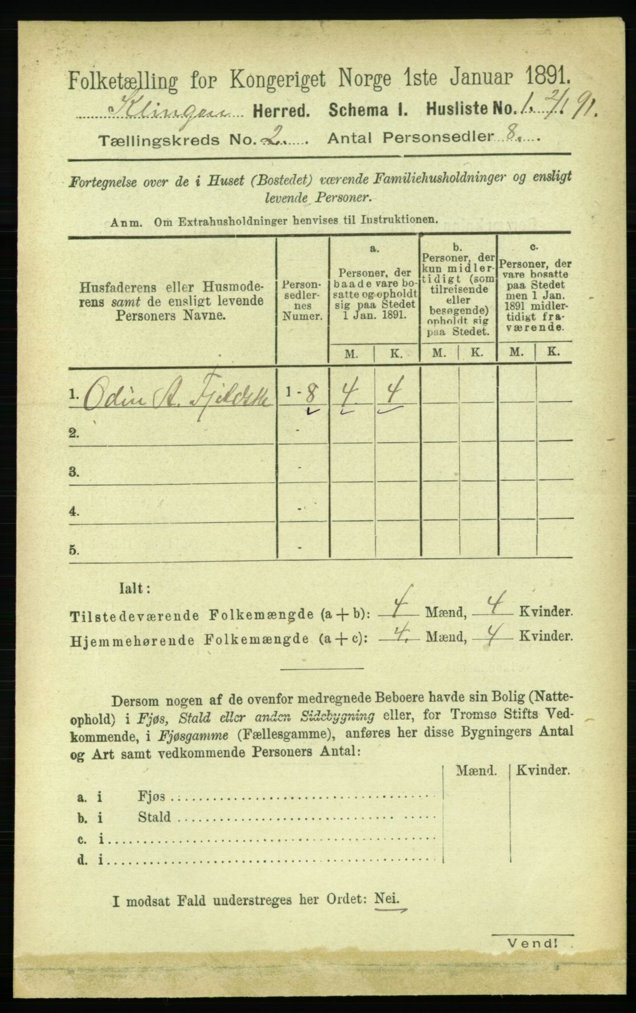 RA, 1891 census for 1746 Klinga, 1891, p. 470