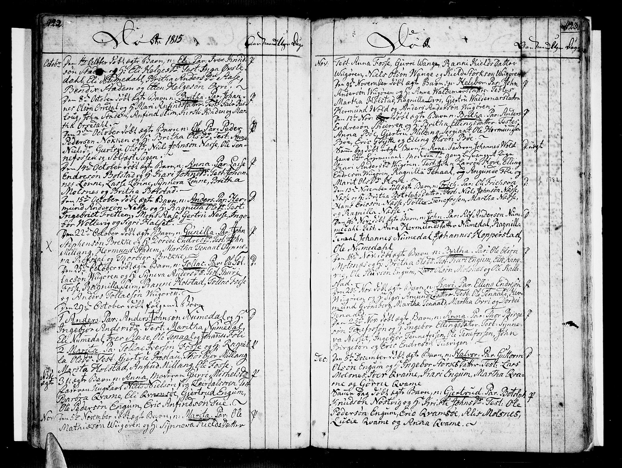 Vik sokneprestembete, AV/SAB-A-81501/H/Haa/Haaa/L0005: Parish register (official) no. A 5, 1787-1820, p. 422-423