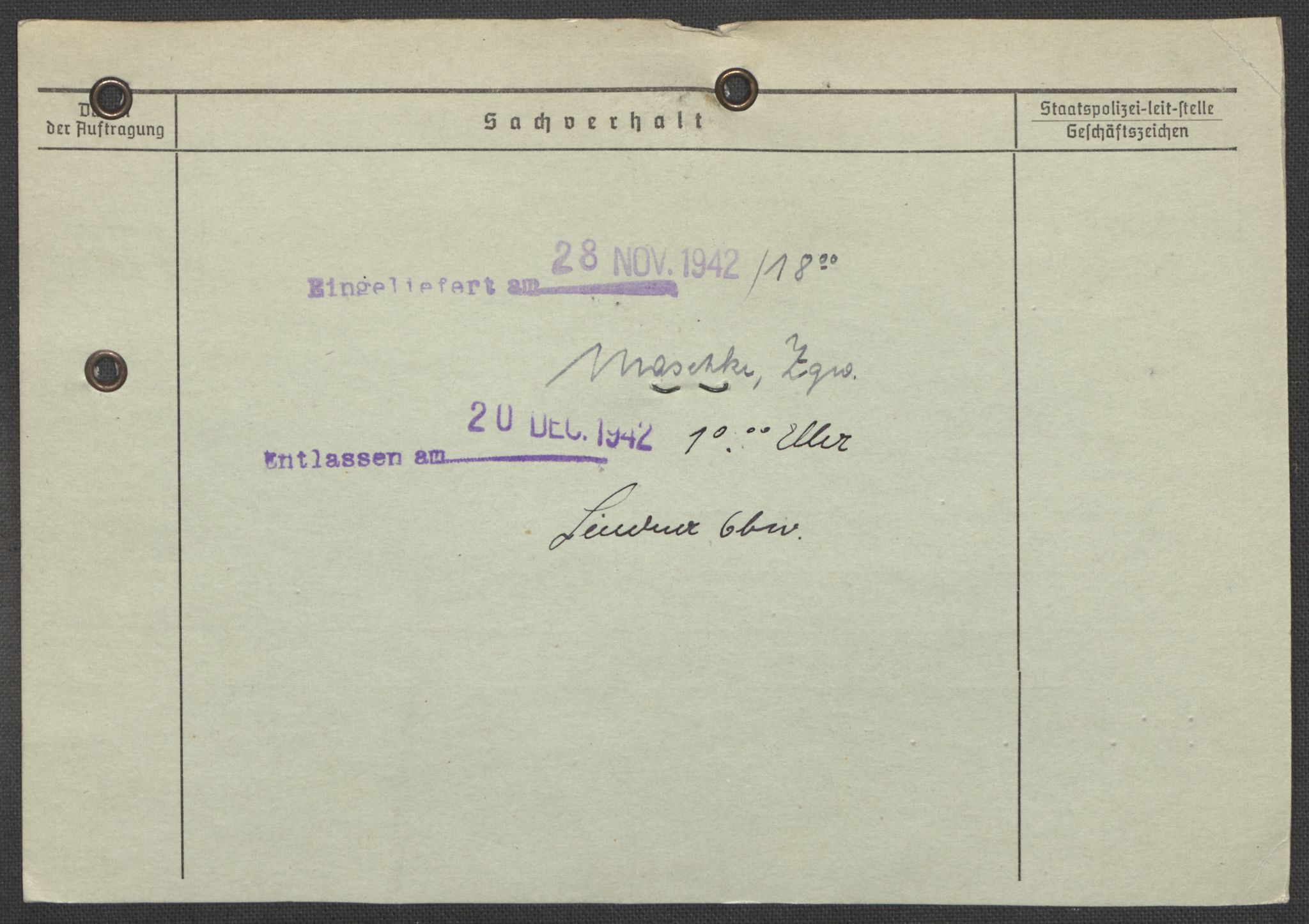 Befehlshaber der Sicherheitspolizei und des SD, RA/RAFA-5969/E/Ea/Eaa/L0007: Register over norske fanger i Møllergata 19: Lundb-N, 1940-1945, p. 1119