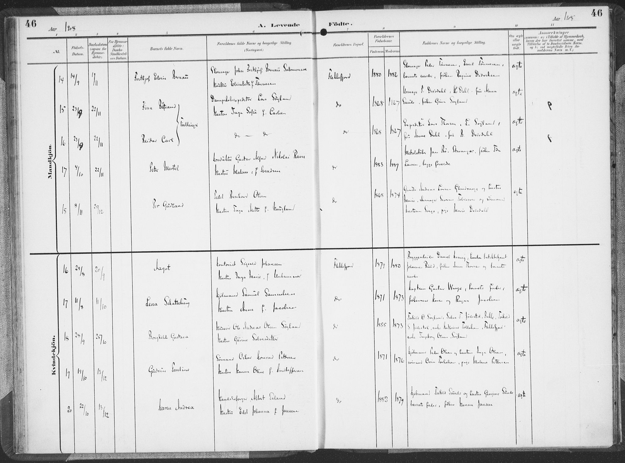 Flekkefjord sokneprestkontor, AV/SAK-1111-0012/F/Fa/Faa/L0002: Parish register (official) no. A 2, 1900-1912, p. 46