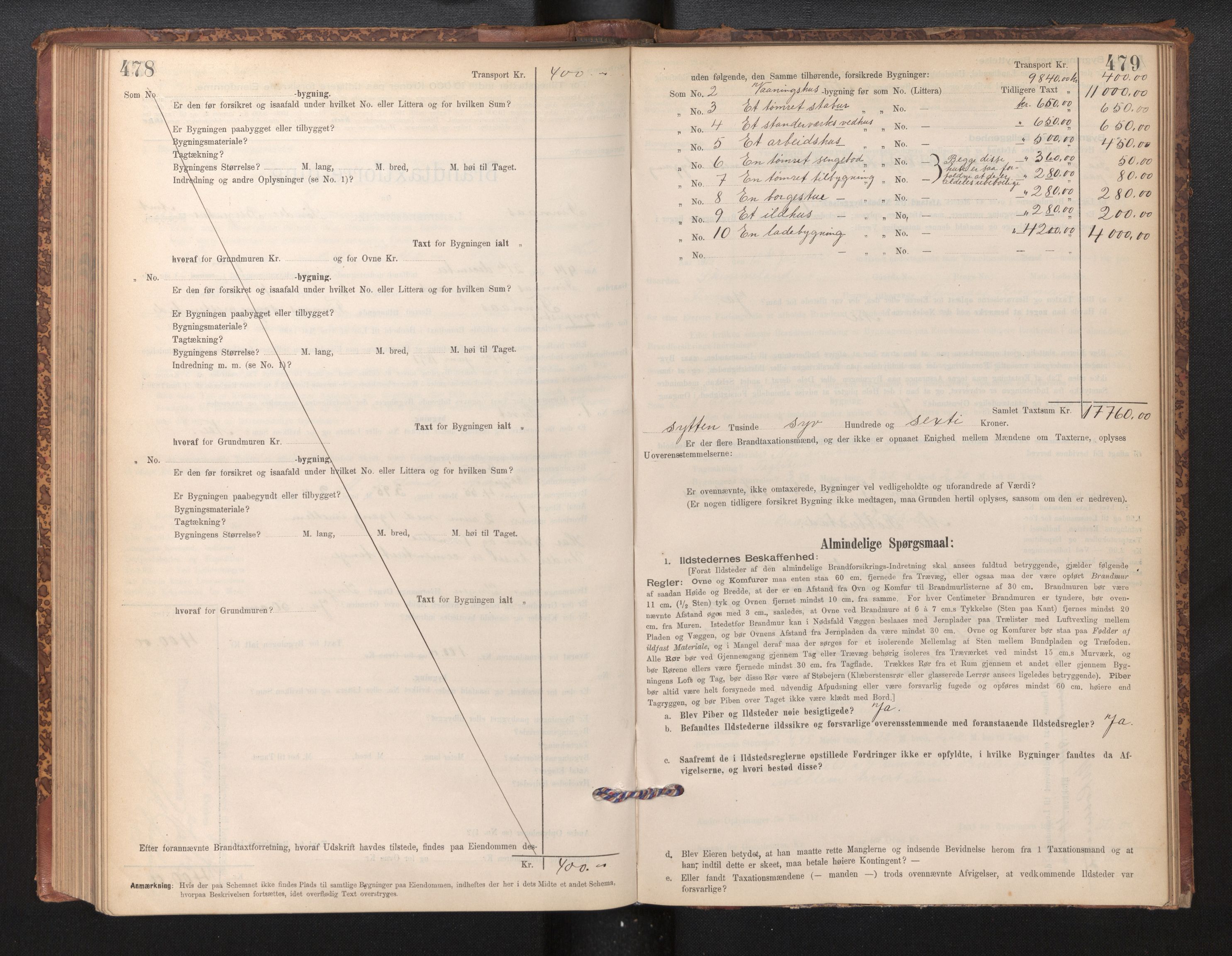 Lensmannen i Finnås, AV/SAB-A-31901/0012/L0002: Branntakstprotokoll, skjematakst, 1894-1954, p. 478-479