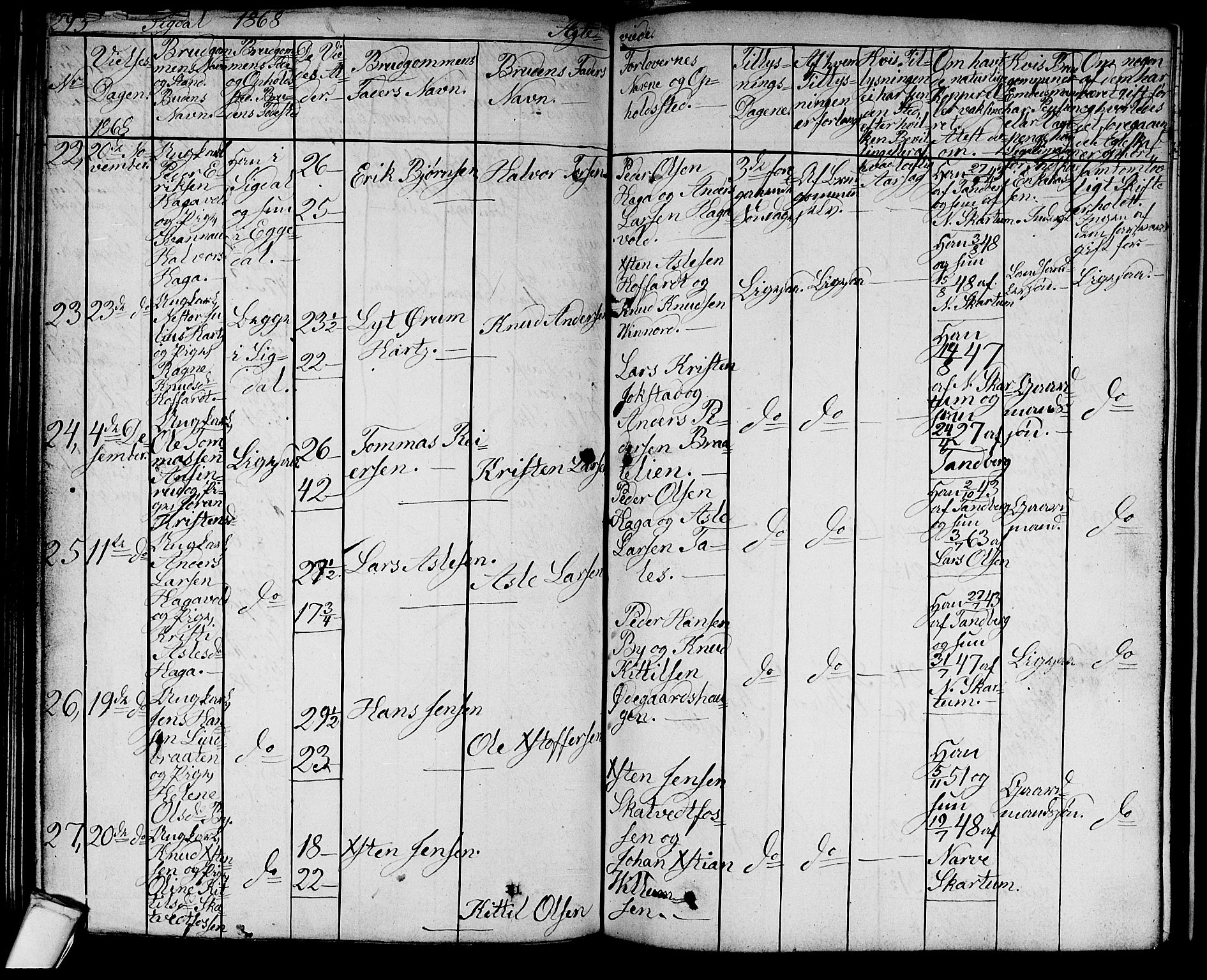 Sigdal kirkebøker, AV/SAKO-A-245/G/Ga/L0003: Parish register (copy) no. I 3, 1857-1878, p. 293