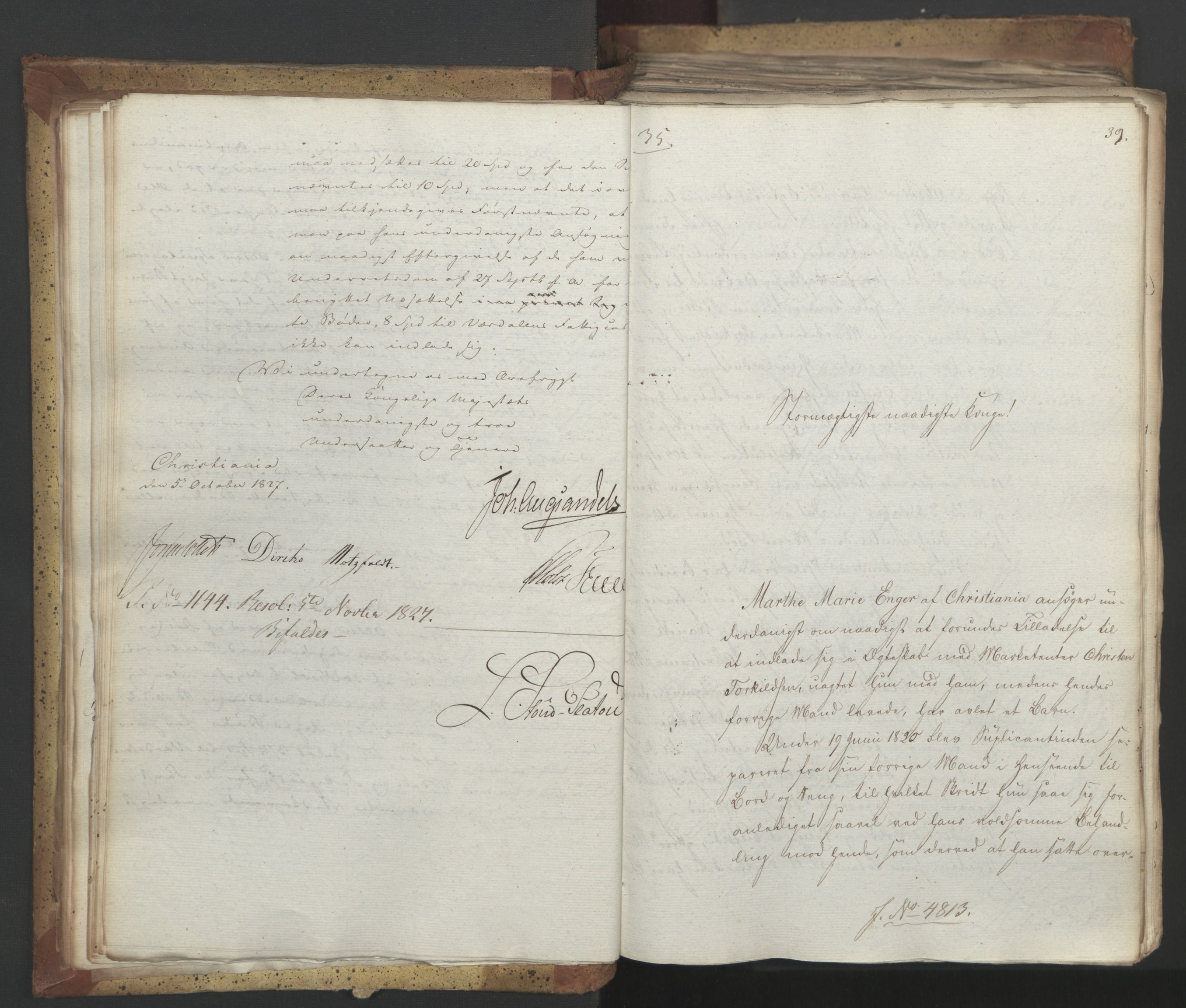 Statsrådsavdelingen i Stockholm, AV/RA-S-1003/D/Da/L0053: Regjeringsinnstillinger nr. 4800-5017, 1827, p. 45