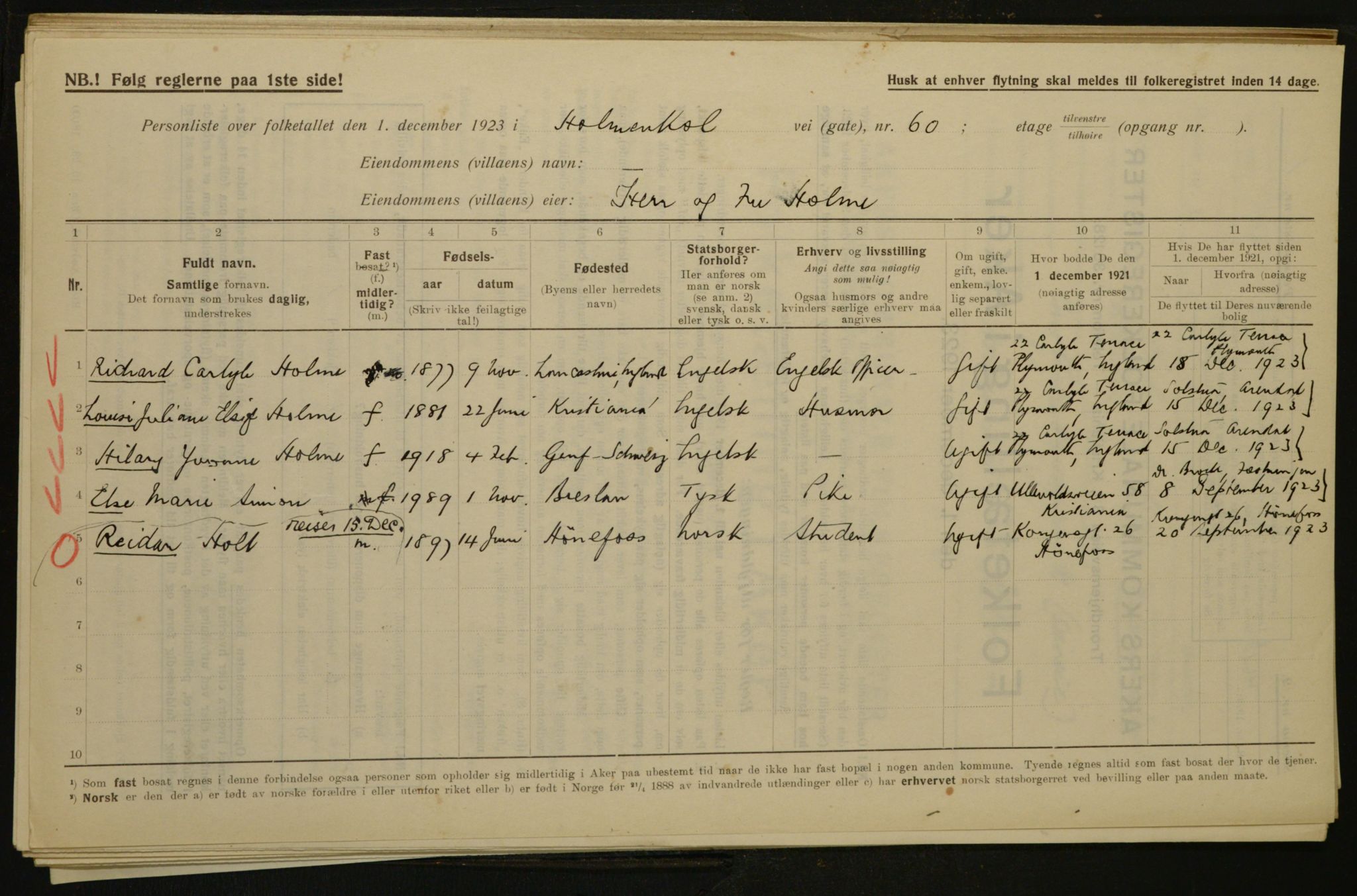 , Municipal Census 1923 for Aker, 1923, p. 2802