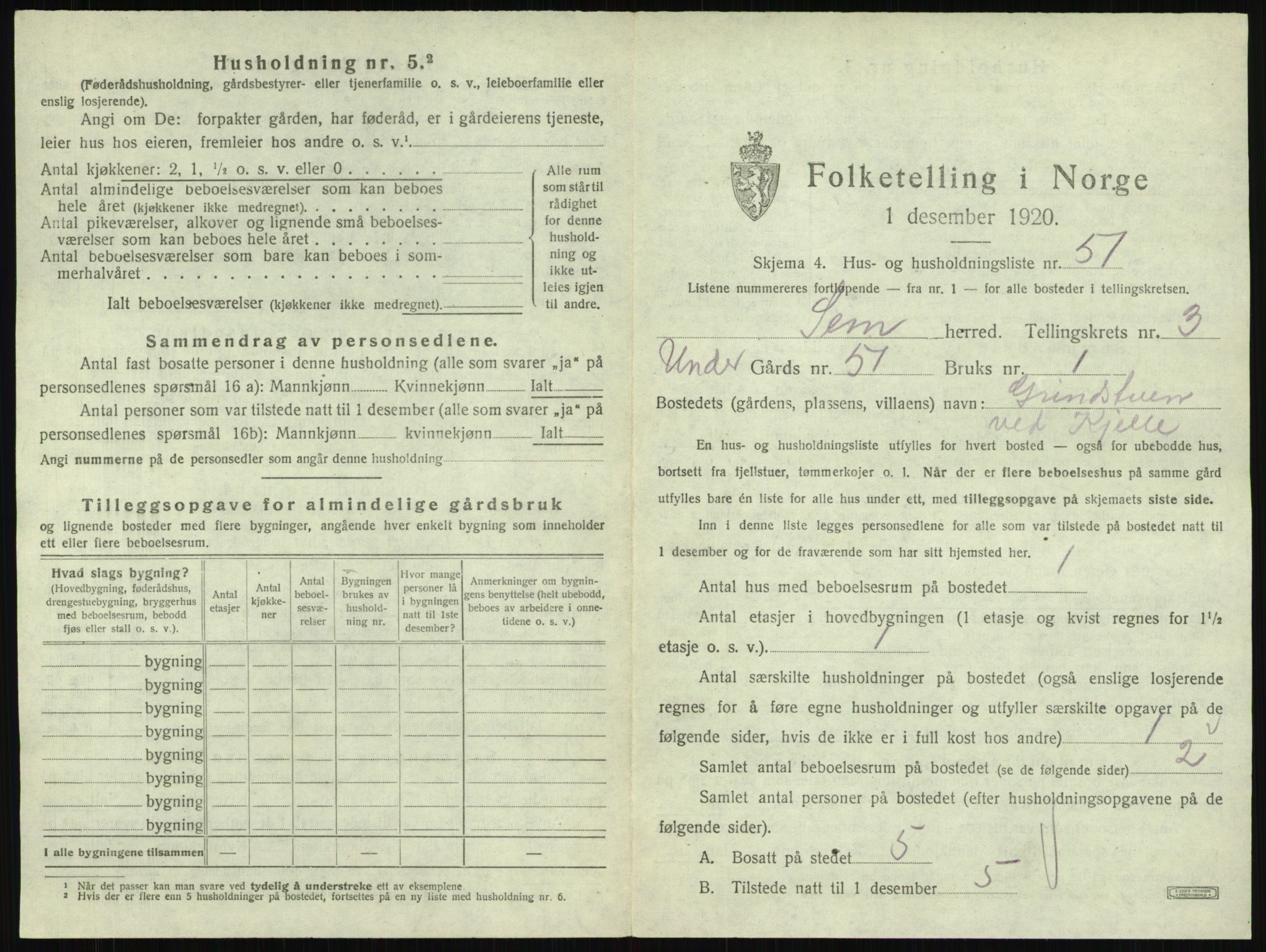 SAKO, 1920 census for Sem, 1920, p. 736