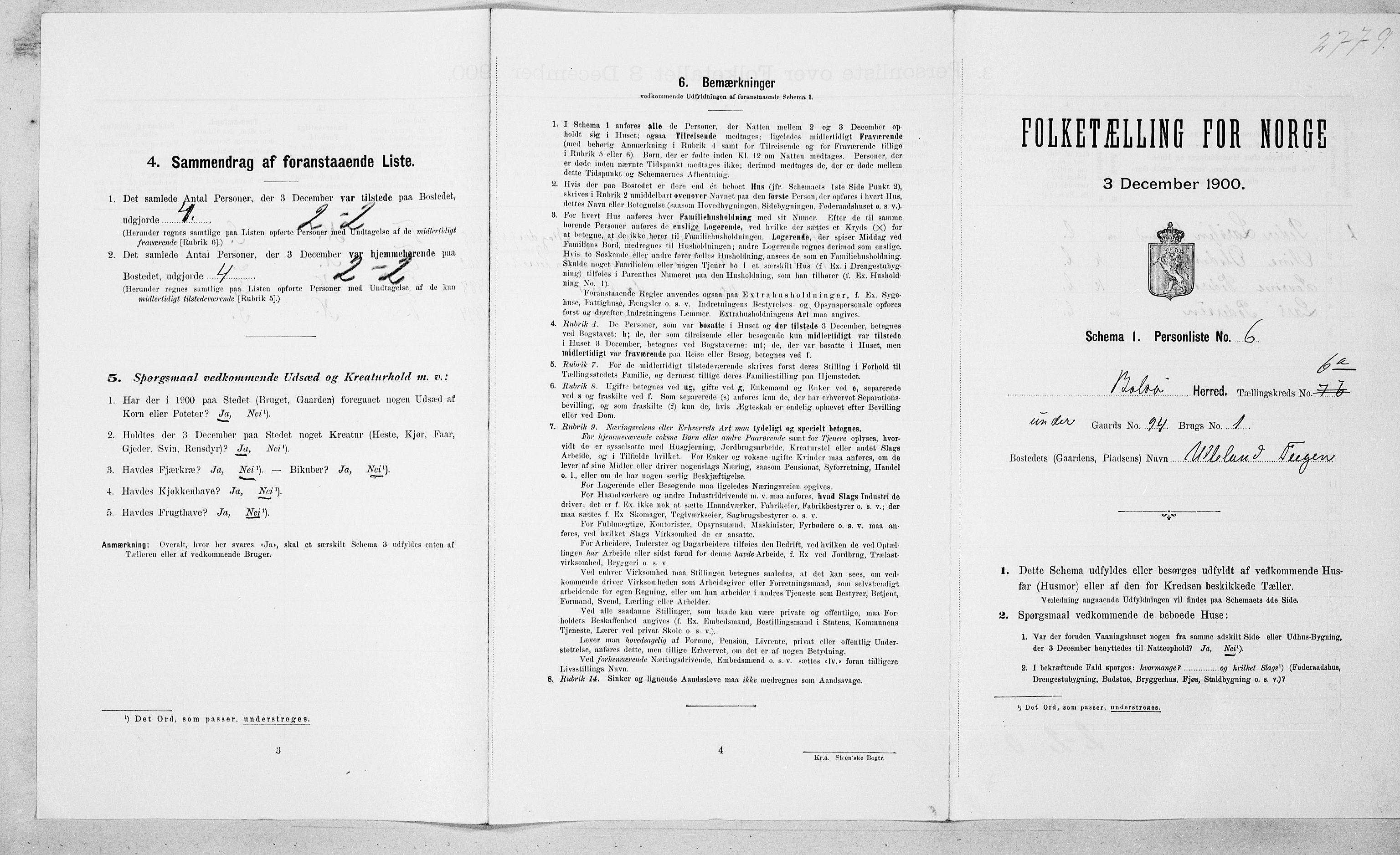 SAT, 1900 census for Bolsøy, 1900, p. 1076