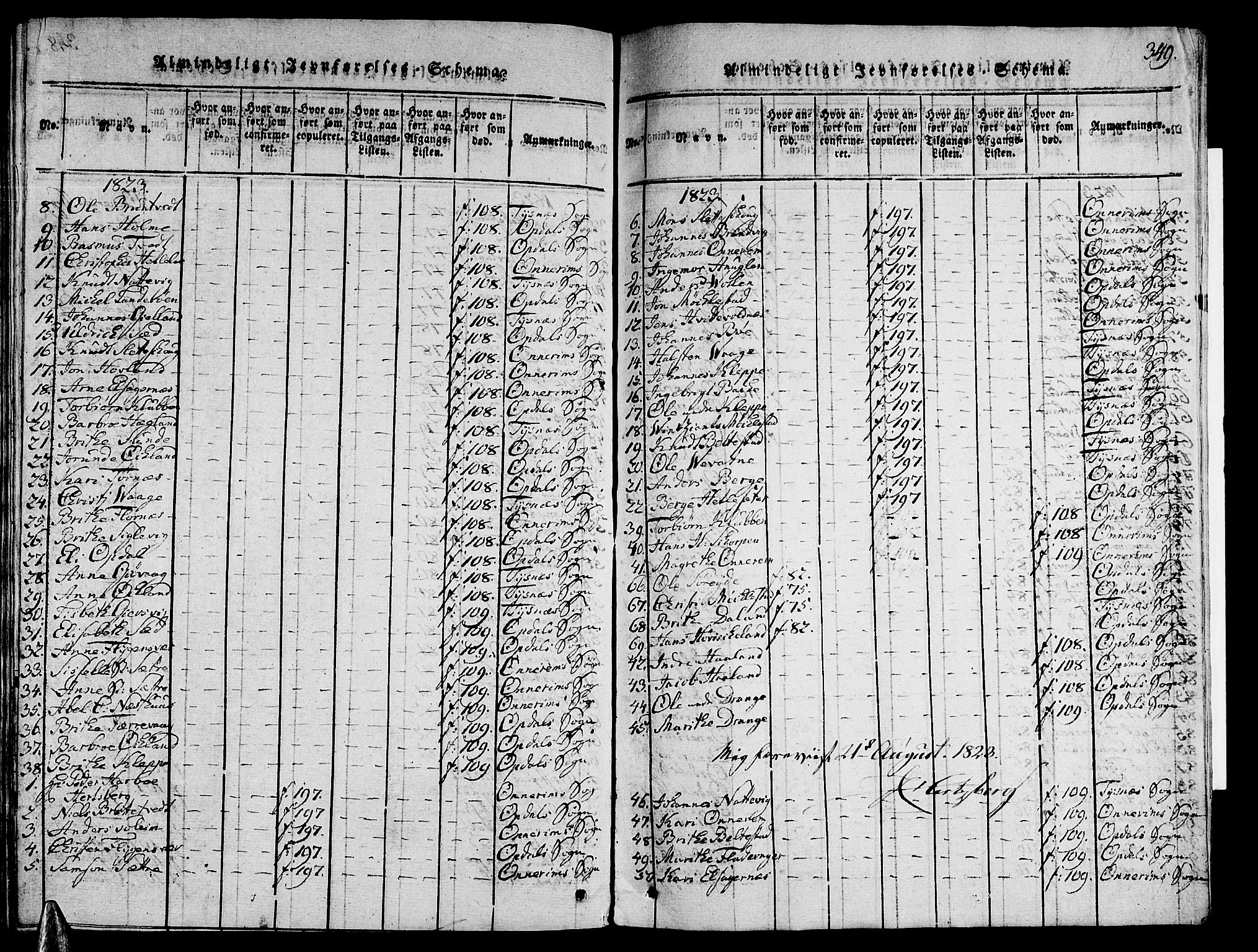 Tysnes sokneprestembete, AV/SAB-A-78601/H/Hab: Parish register (copy) no. A 1, 1816-1828, p. 349