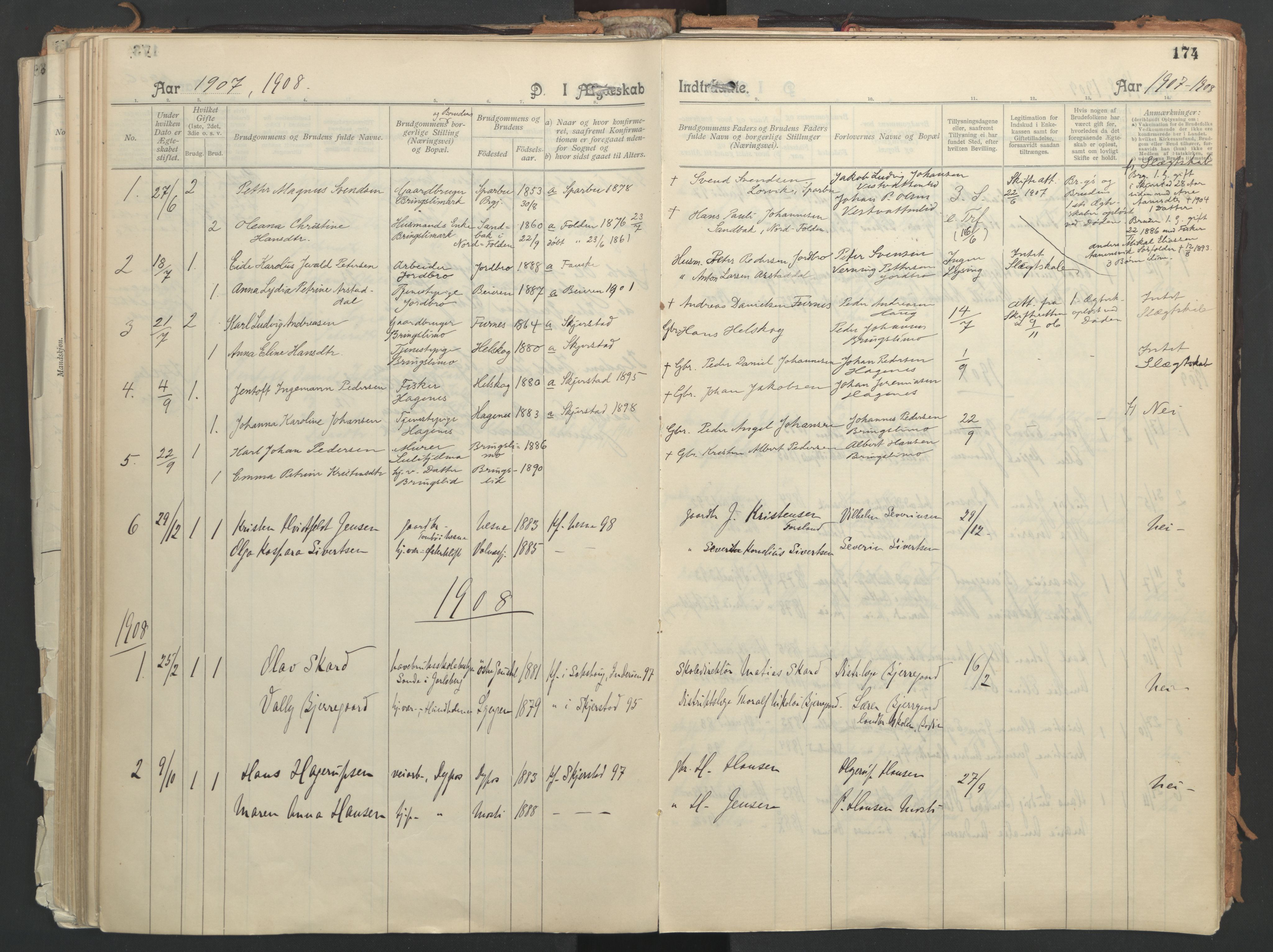 Ministerialprotokoller, klokkerbøker og fødselsregistre - Nordland, AV/SAT-A-1459/851/L0724: Parish register (official) no. 851A01, 1901-1922, p. 174