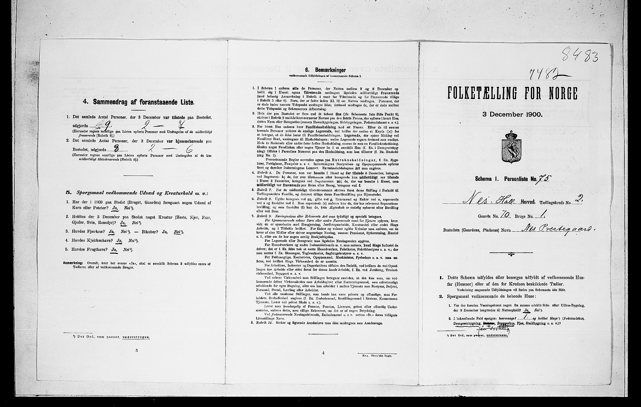 RA, 1900 census for Nes, 1900, p. 48