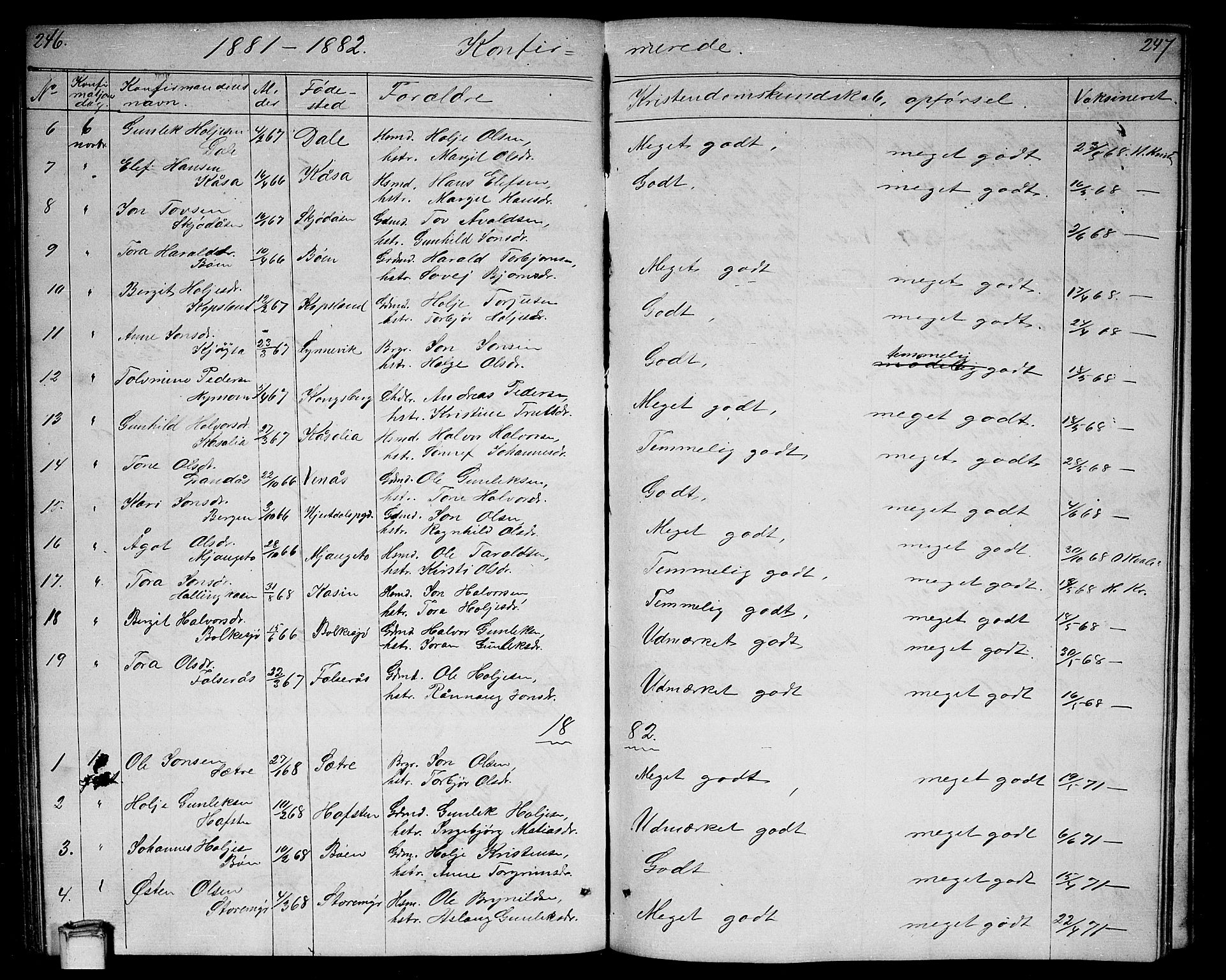 Gransherad kirkebøker, SAKO/A-267/G/Ga/L0002: Parish register (copy) no. I 2, 1854-1886, p. 246-247