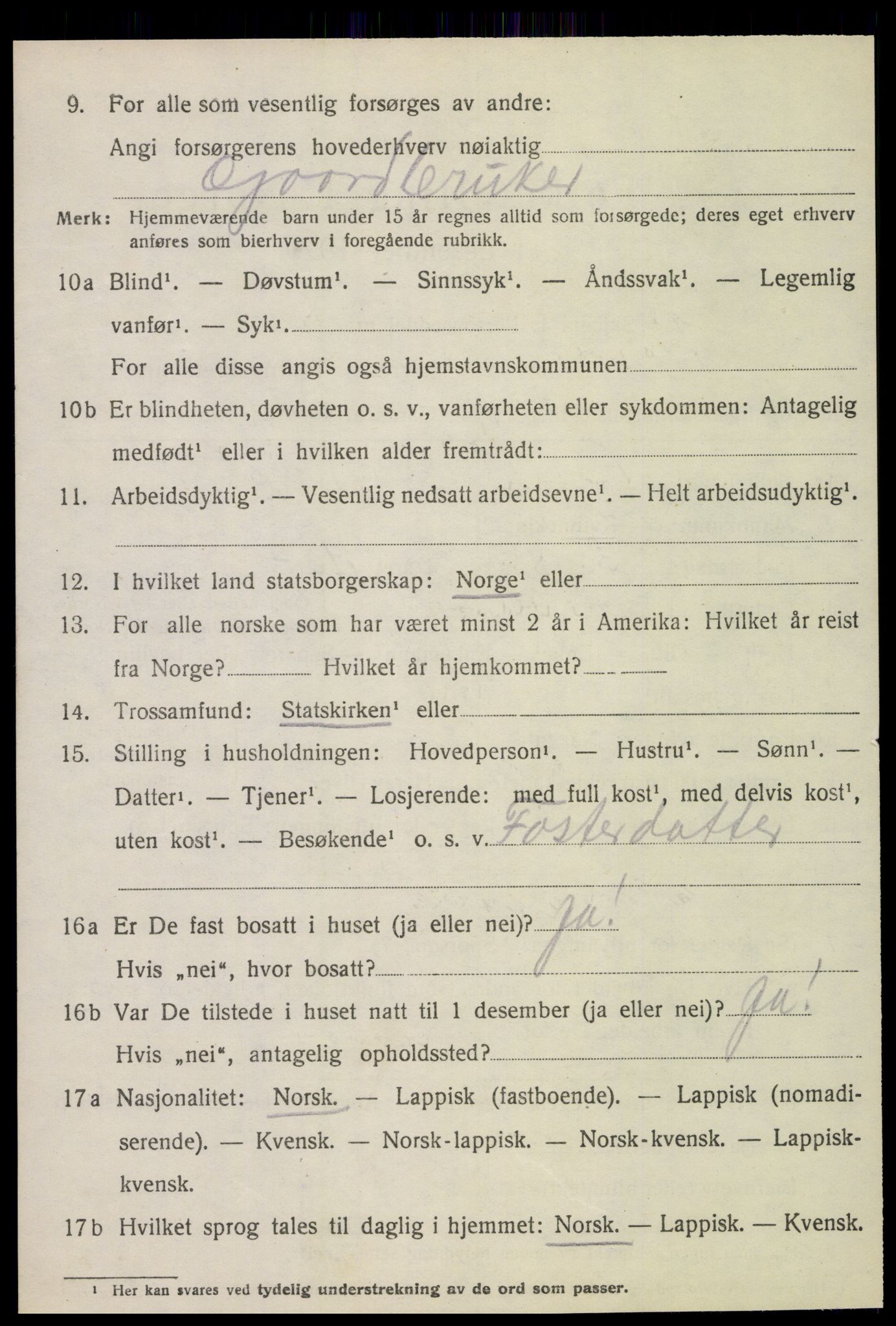 SAT, 1920 census for Verdal, 1920, p. 14202