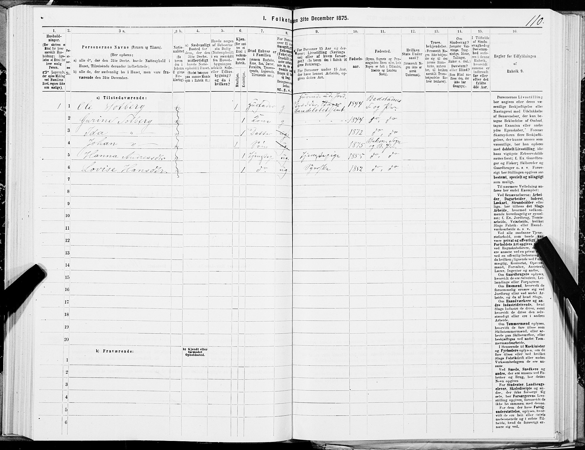 SAT, 1875 census for 1860P Buksnes, 1875, p. 1110