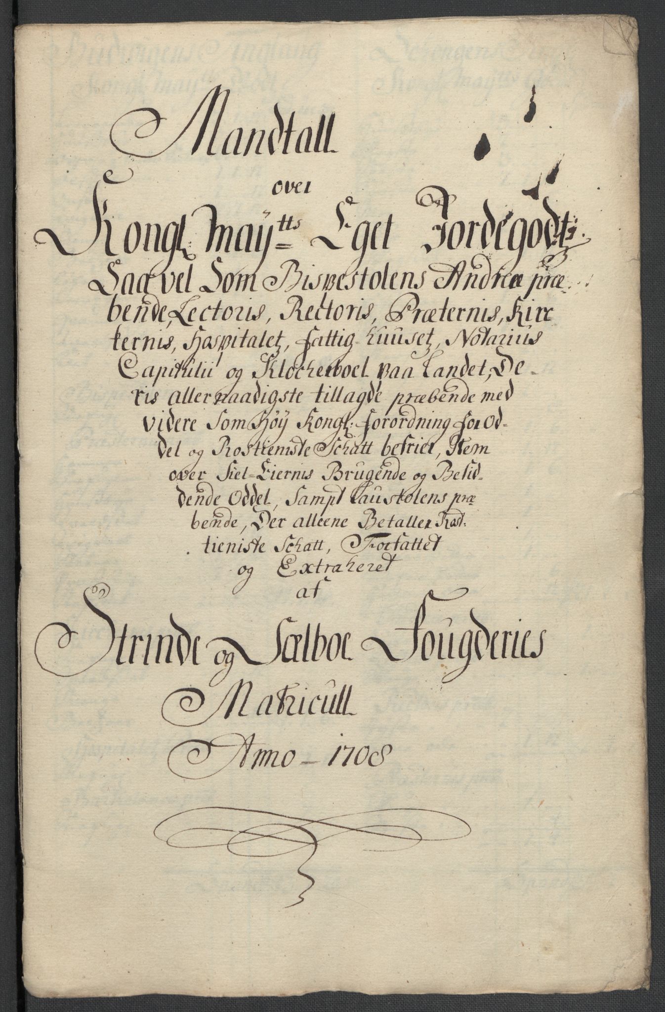 Rentekammeret inntil 1814, Reviderte regnskaper, Fogderegnskap, RA/EA-4092/R61/L4110: Fogderegnskap Strinda og Selbu, 1707-1708, p. 454