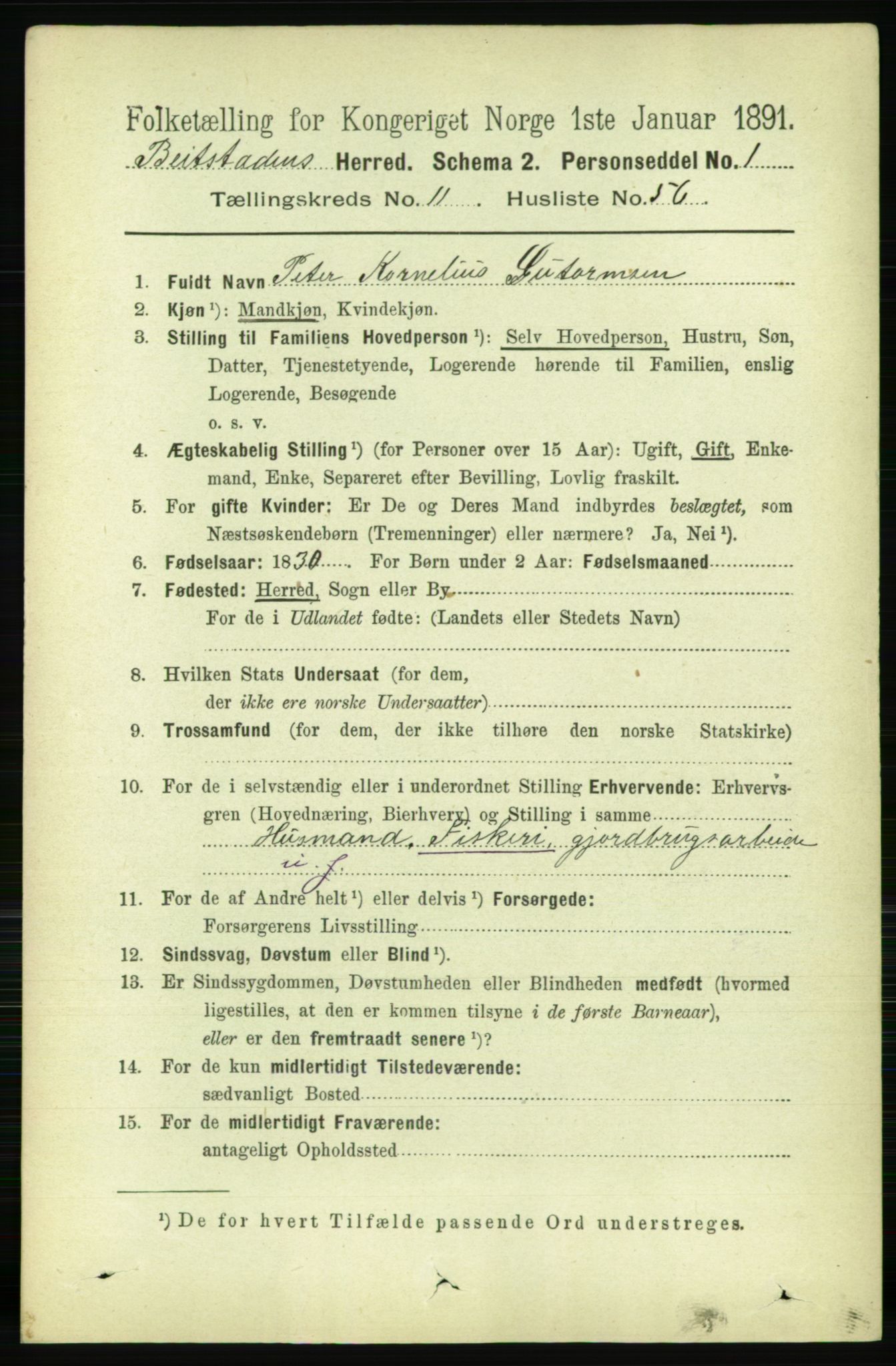 RA, 1891 census for 1727 Beitstad, 1891, p. 3318