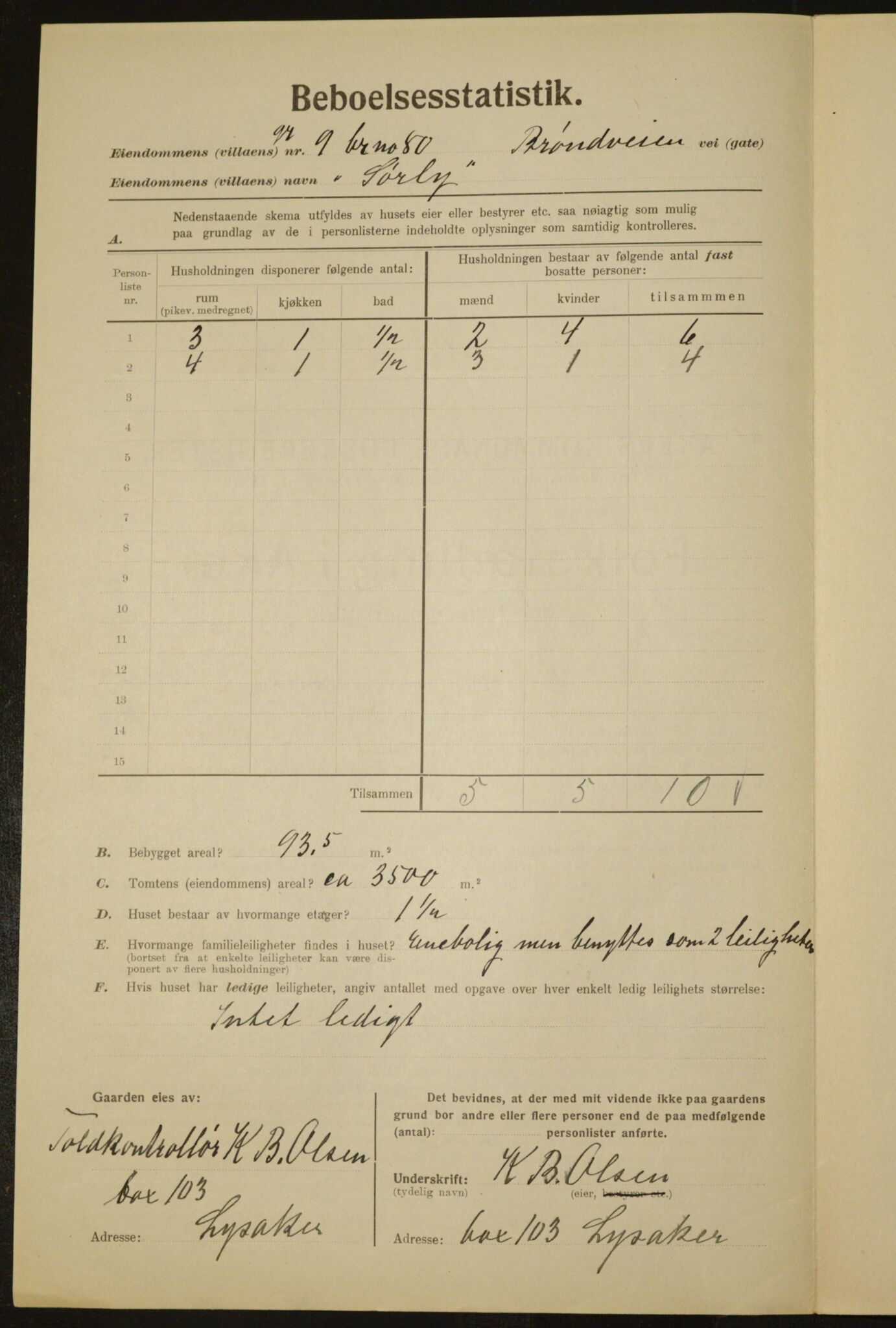 , Municipal Census 1923 for Aker, 1923, p. 797