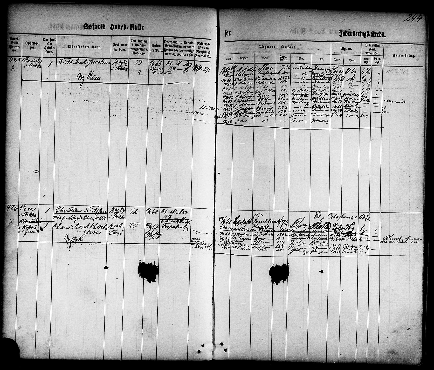 Tønsberg innrulleringskontor, AV/SAKO-A-786/F/Fc/Fca/L0001: Hovedrulle Patent nr. 1-1428, 1860-1861, p. 283