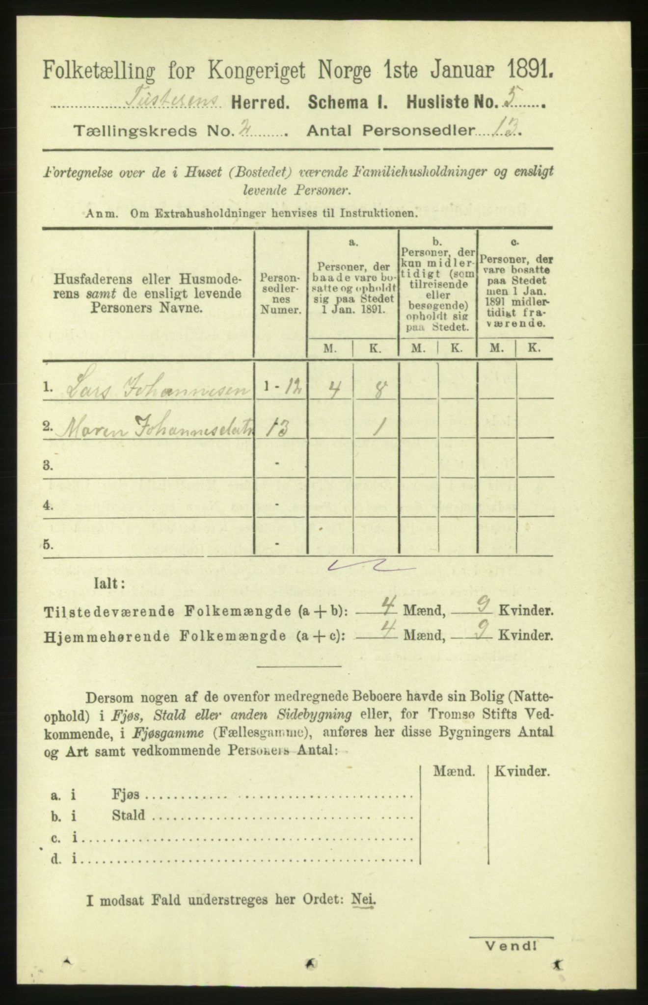 RA, 1891 census for 1572 Tustna, 1891, p. 646