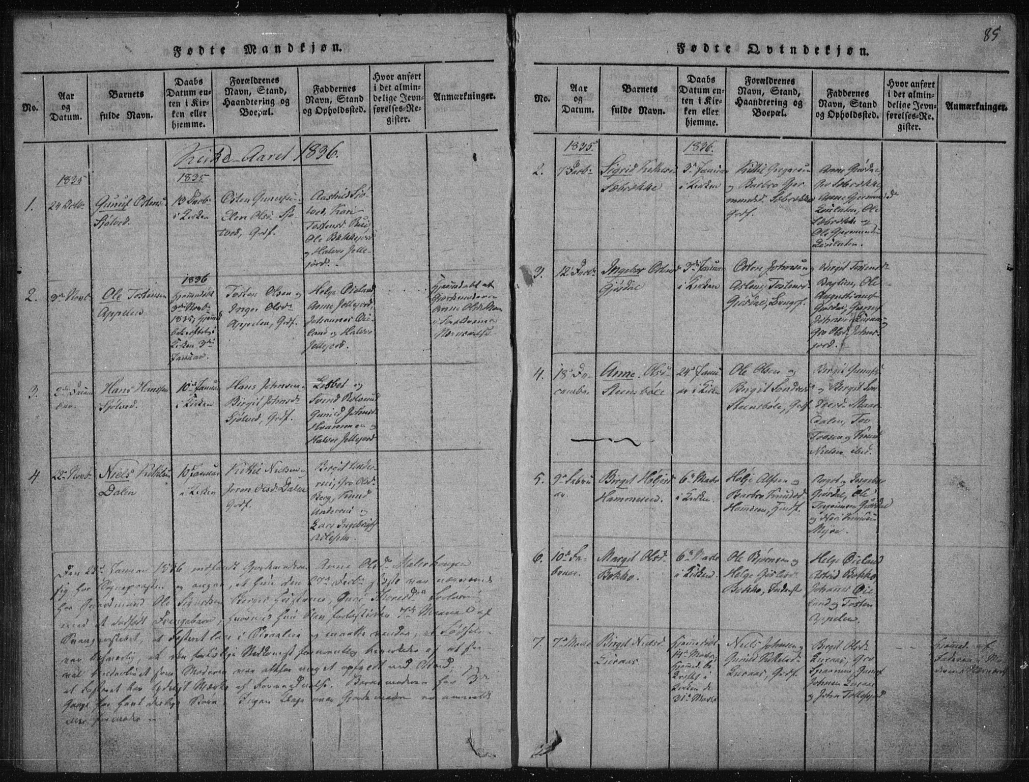 Tinn kirkebøker, SAKO/A-308/F/Fa/L0004: Parish register (official) no. I 4, 1815-1843, p. 84b-85a