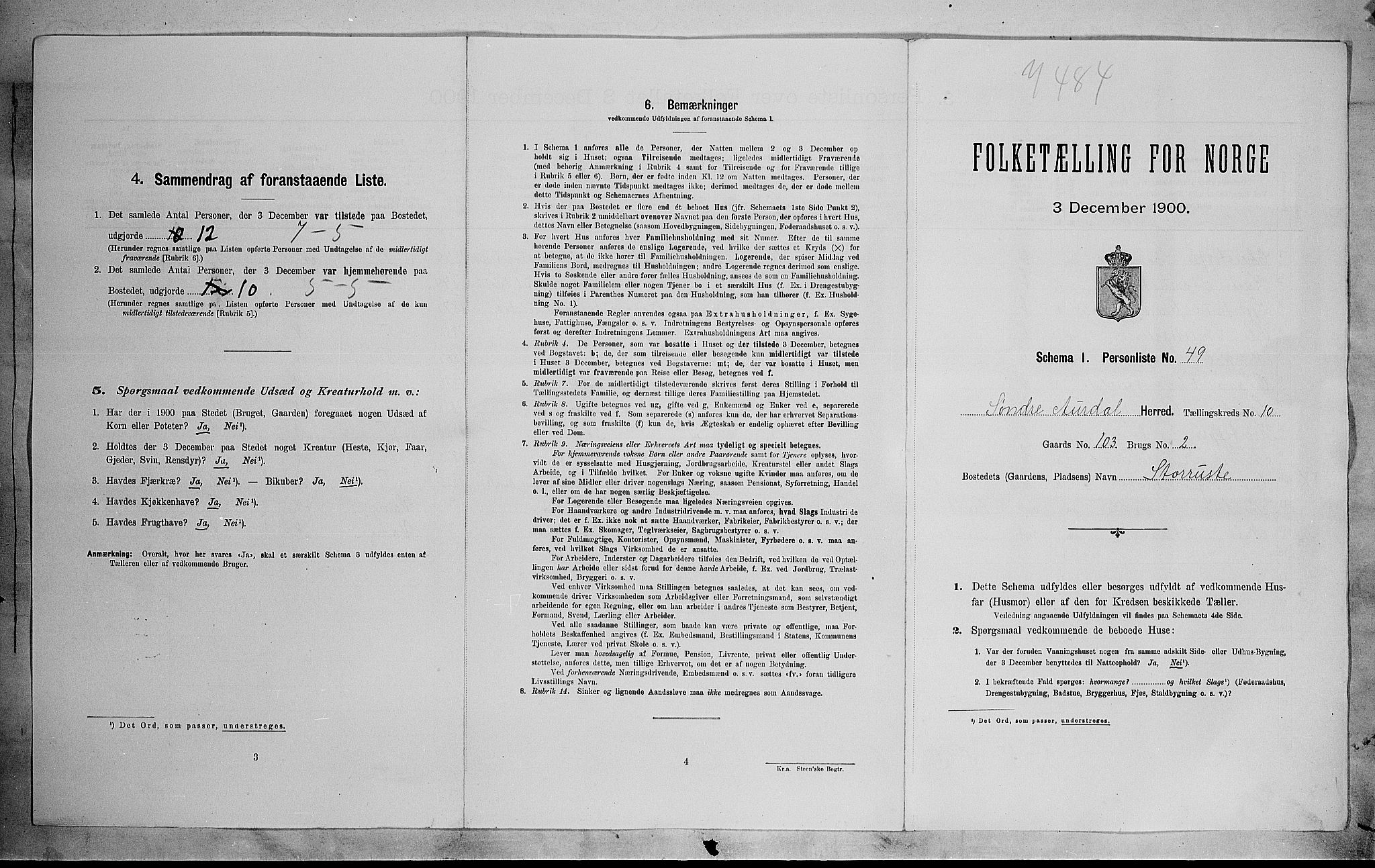 SAH, 1900 census for Sør-Aurdal, 1900, p. 1276