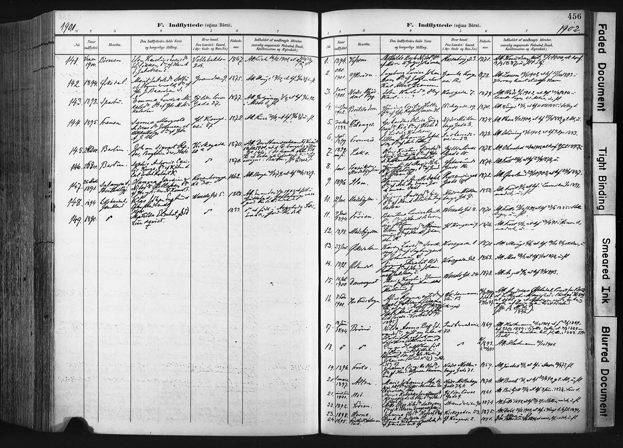 Ministerialprotokoller, klokkerbøker og fødselsregistre - Sør-Trøndelag, AV/SAT-A-1456/604/L0201: Parish register (official) no. 604A21, 1901-1911, p. 456