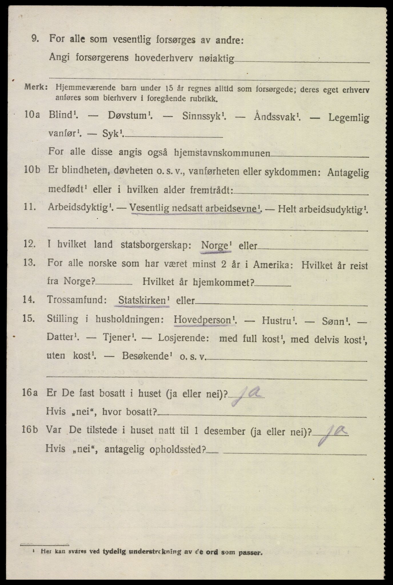 SAK, 1920 census for Holum, 1920, p. 2110