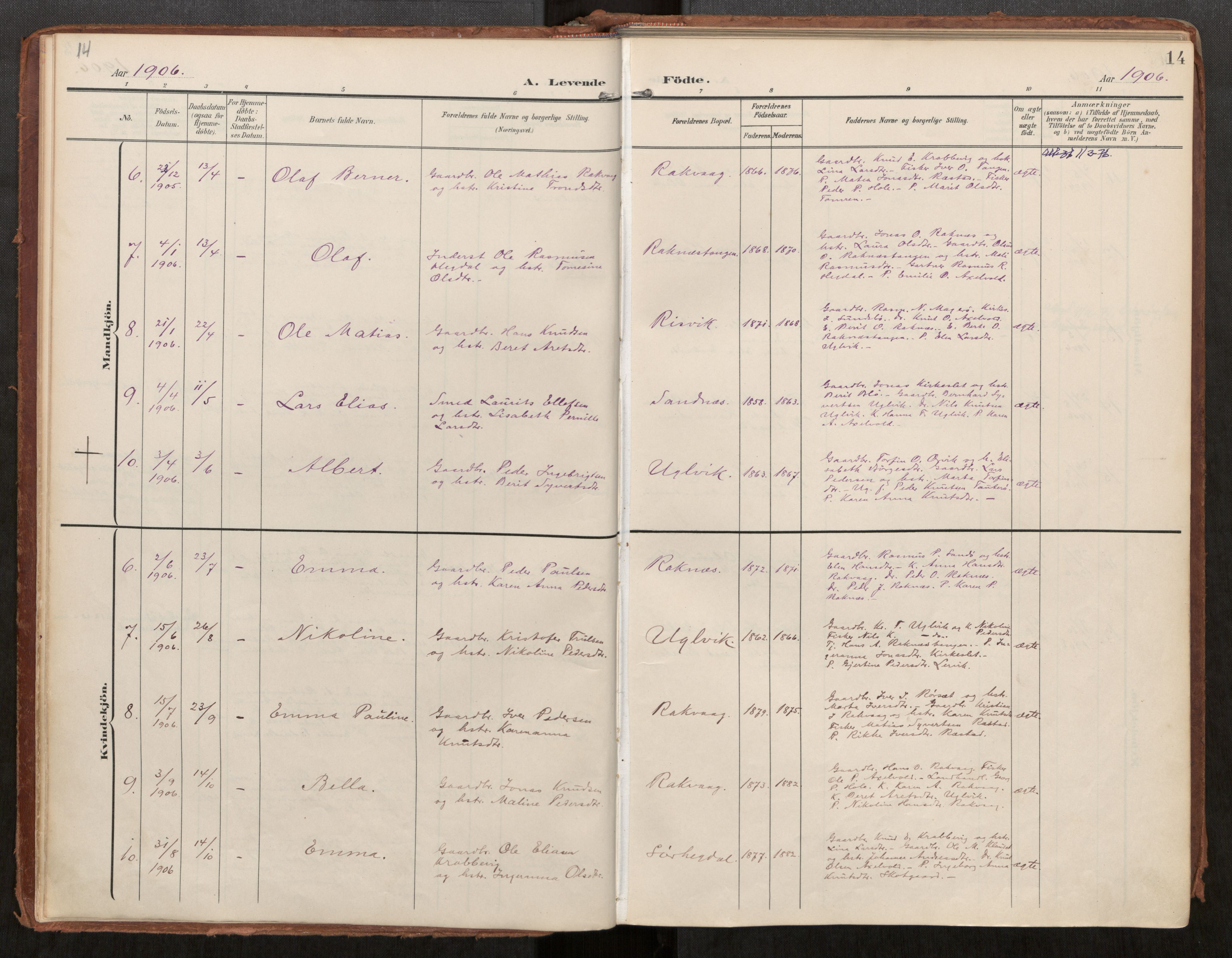 Ministerialprotokoller, klokkerbøker og fødselsregistre - Møre og Romsdal, AV/SAT-A-1454/563/L0740: Parish register (official) no. 563A02, 1903-1923, p. 14