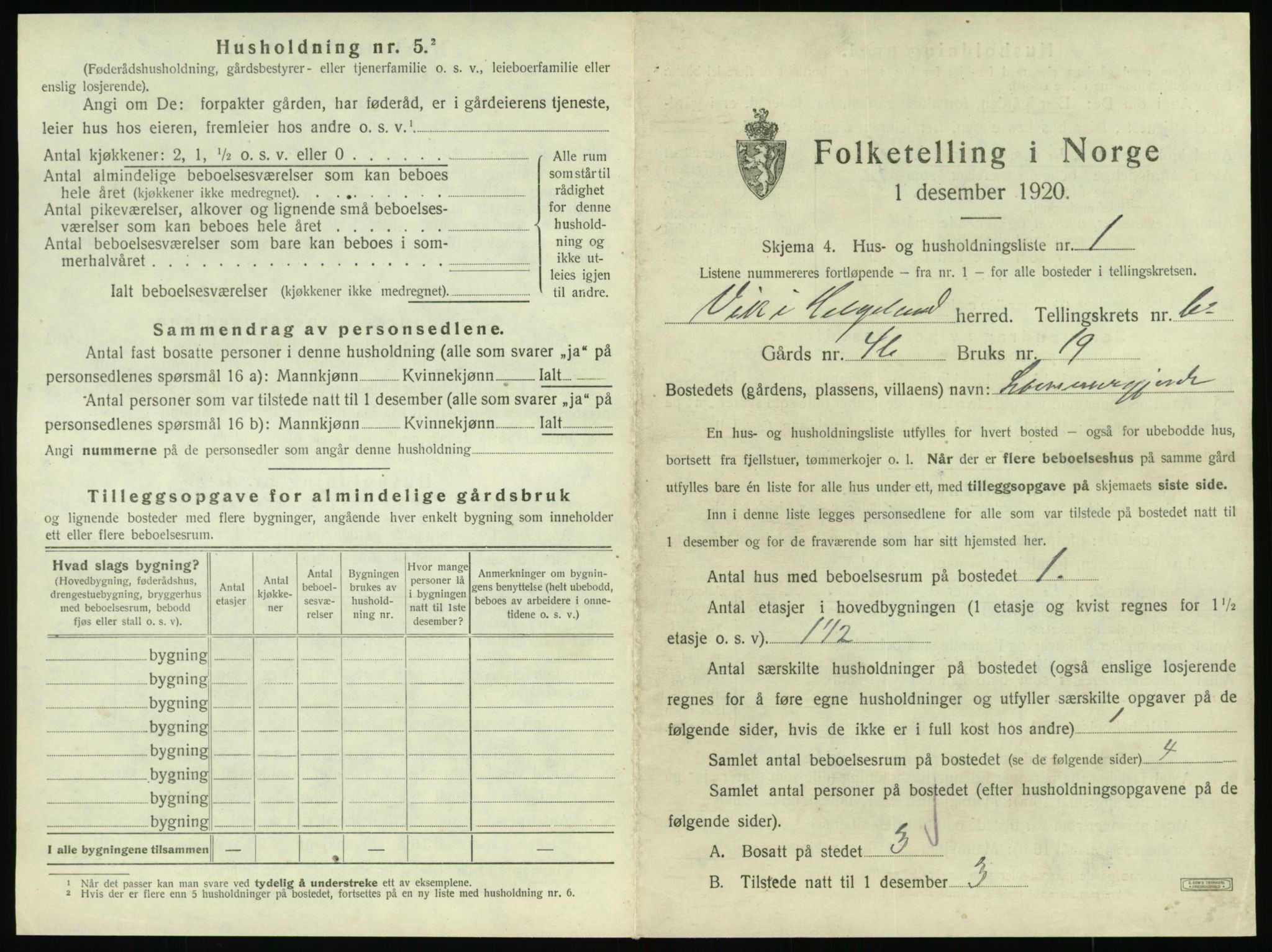 SAT, 1920 census for Vik, 1920, p. 457