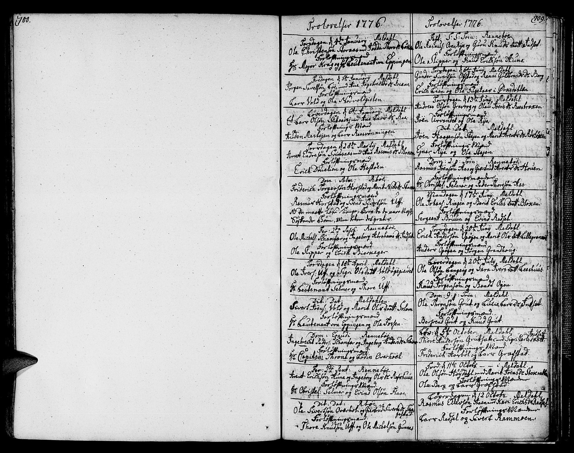 Ministerialprotokoller, klokkerbøker og fødselsregistre - Sør-Trøndelag, SAT/A-1456/672/L0852: Parish register (official) no. 672A05, 1776-1815, p. 708-709
