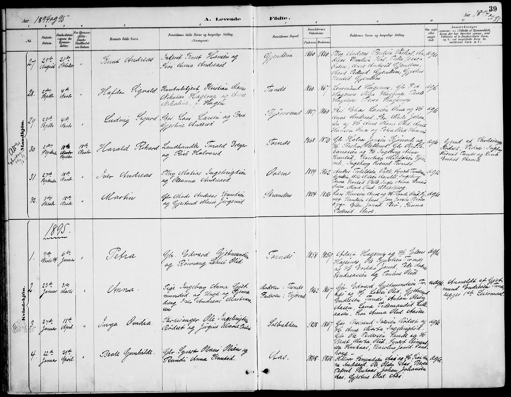 Ministerialprotokoller, klokkerbøker og fødselsregistre - Møre og Romsdal, AV/SAT-A-1454/565/L0750: Parish register (official) no. 565A04, 1887-1905, p. 39