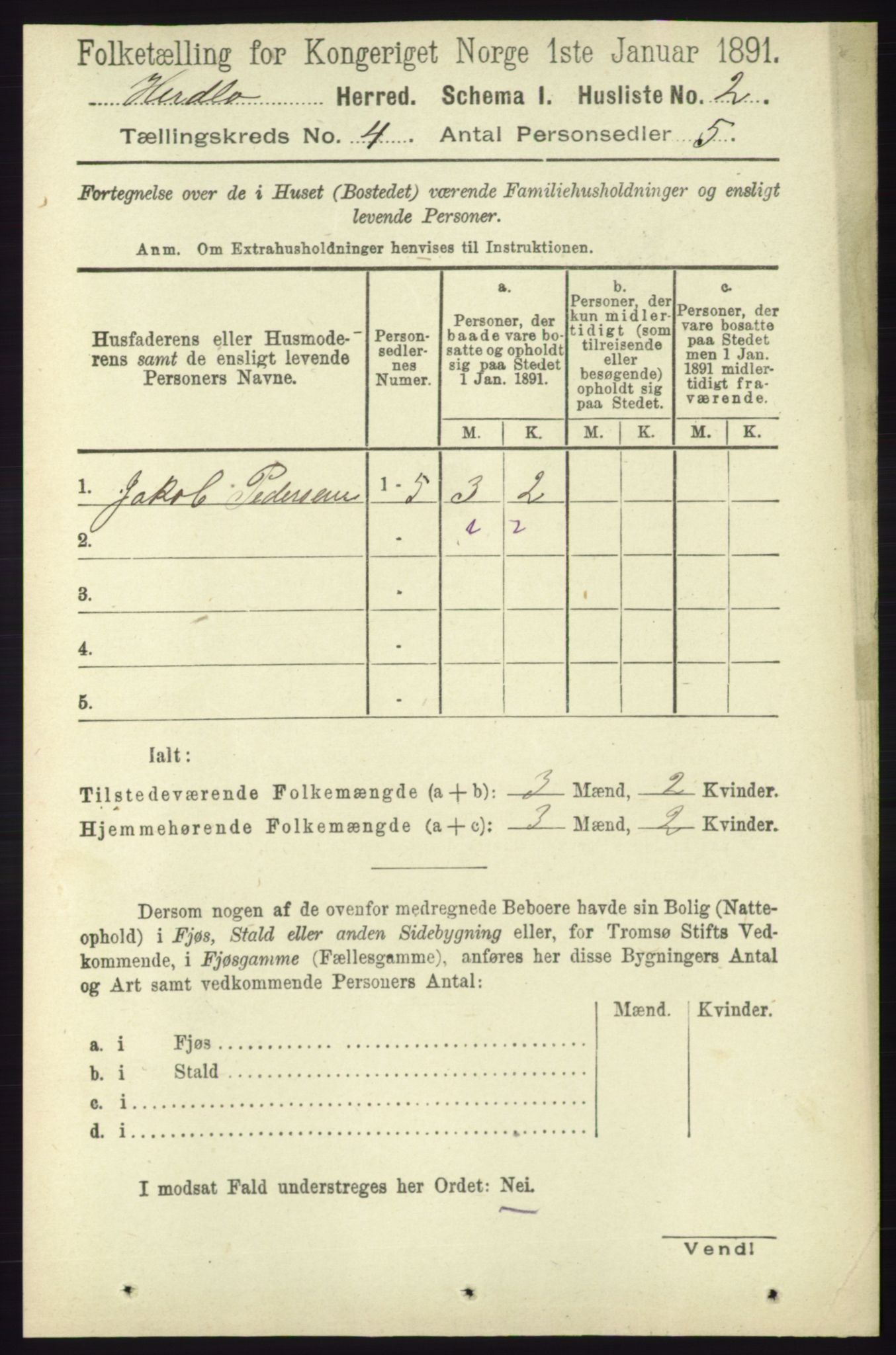 RA, 1891 census for 1258 Herdla, 1891, p. 1472