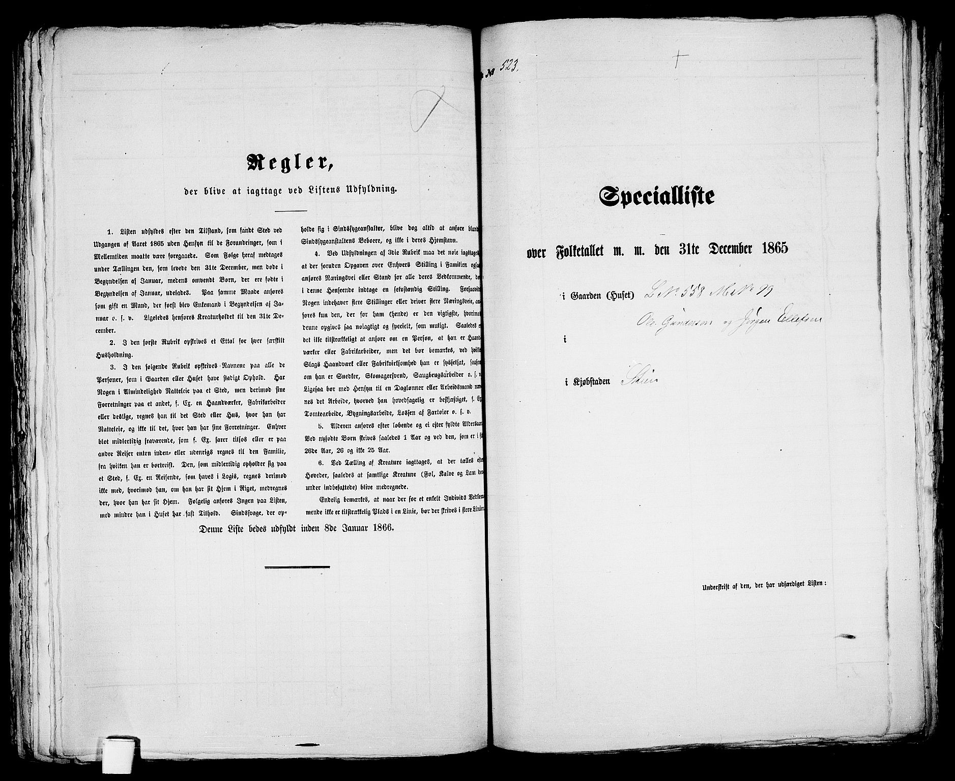 RA, 1865 census for Skien, 1865, p. 1071