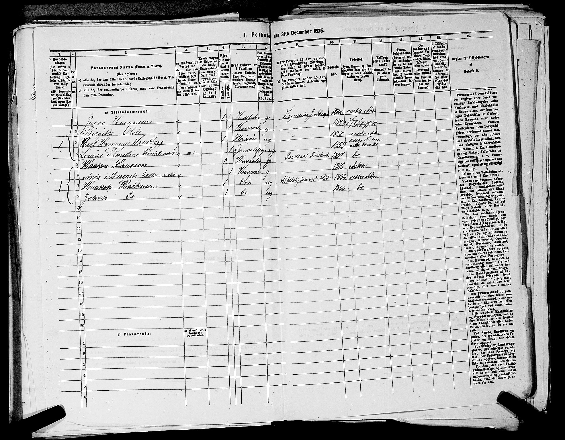 RA, 1875 census for 0218aP Vestre Aker, 1875, p. 678
