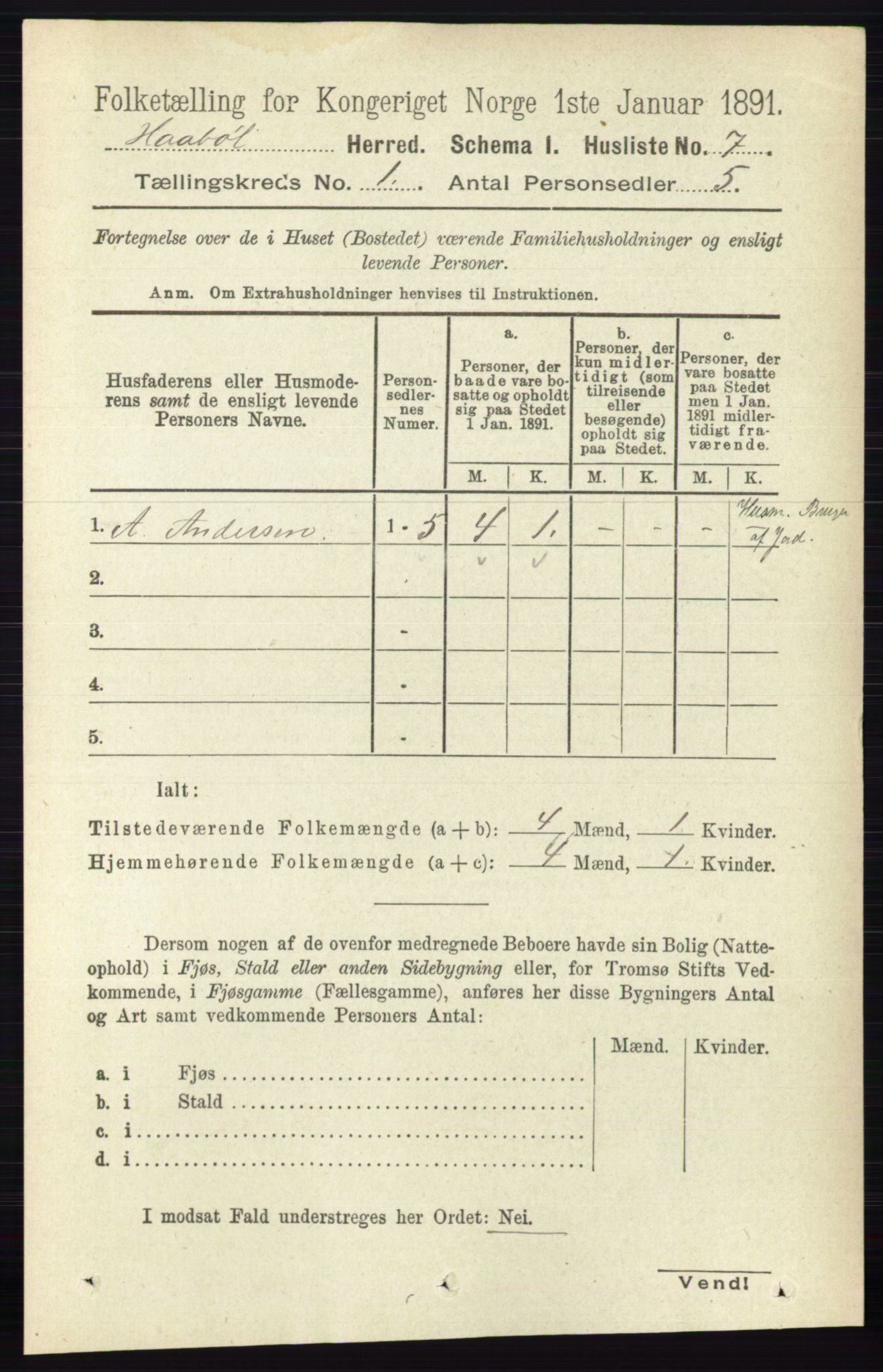 RA, 1891 census for 0138 Hobøl, 1891, p. 24