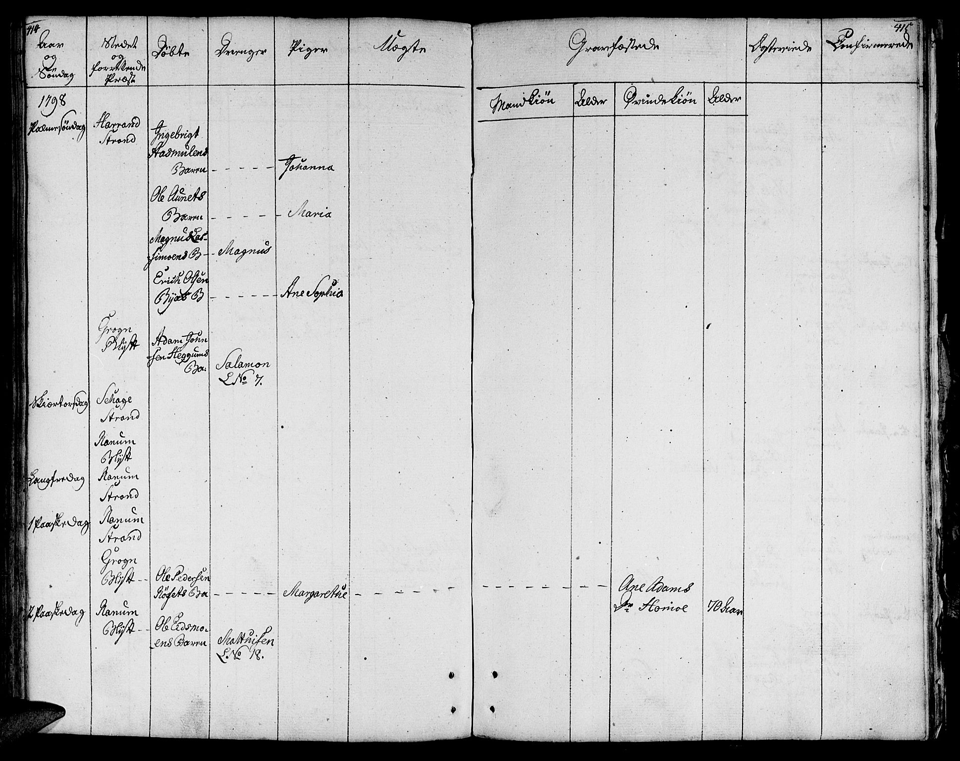 Ministerialprotokoller, klokkerbøker og fødselsregistre - Nord-Trøndelag, AV/SAT-A-1458/764/L0544: Parish register (official) no. 764A04, 1780-1798, p. 414-415