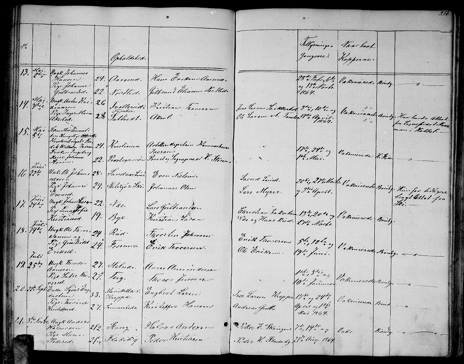 Enebakk prestekontor Kirkebøker, SAO/A-10171c/G/Ga/L0004: Parish register (copy) no. I 4, 1850-1866, p. 356