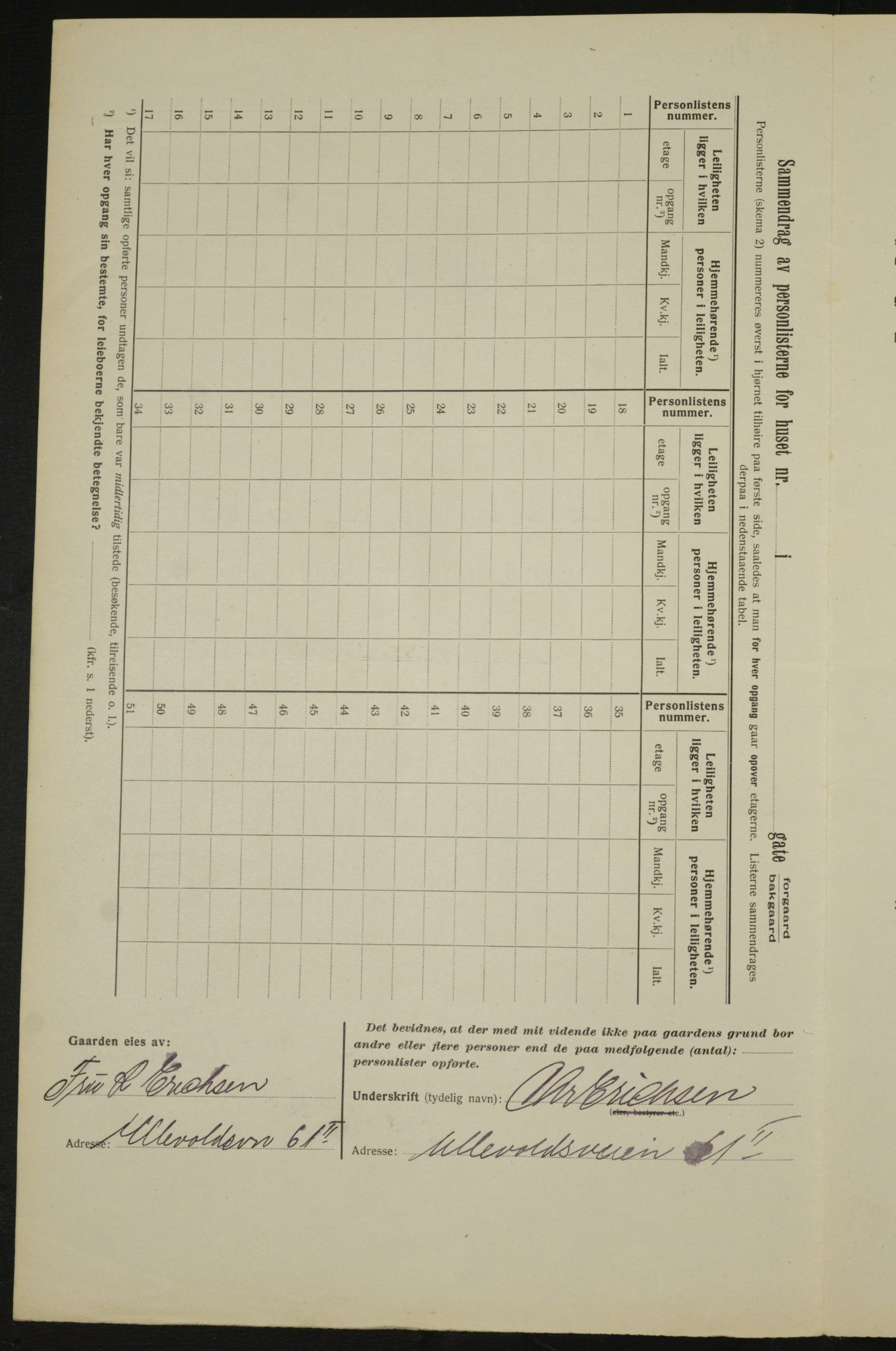 OBA, Municipal Census 1913 for Kristiania, 1913, p. 69492