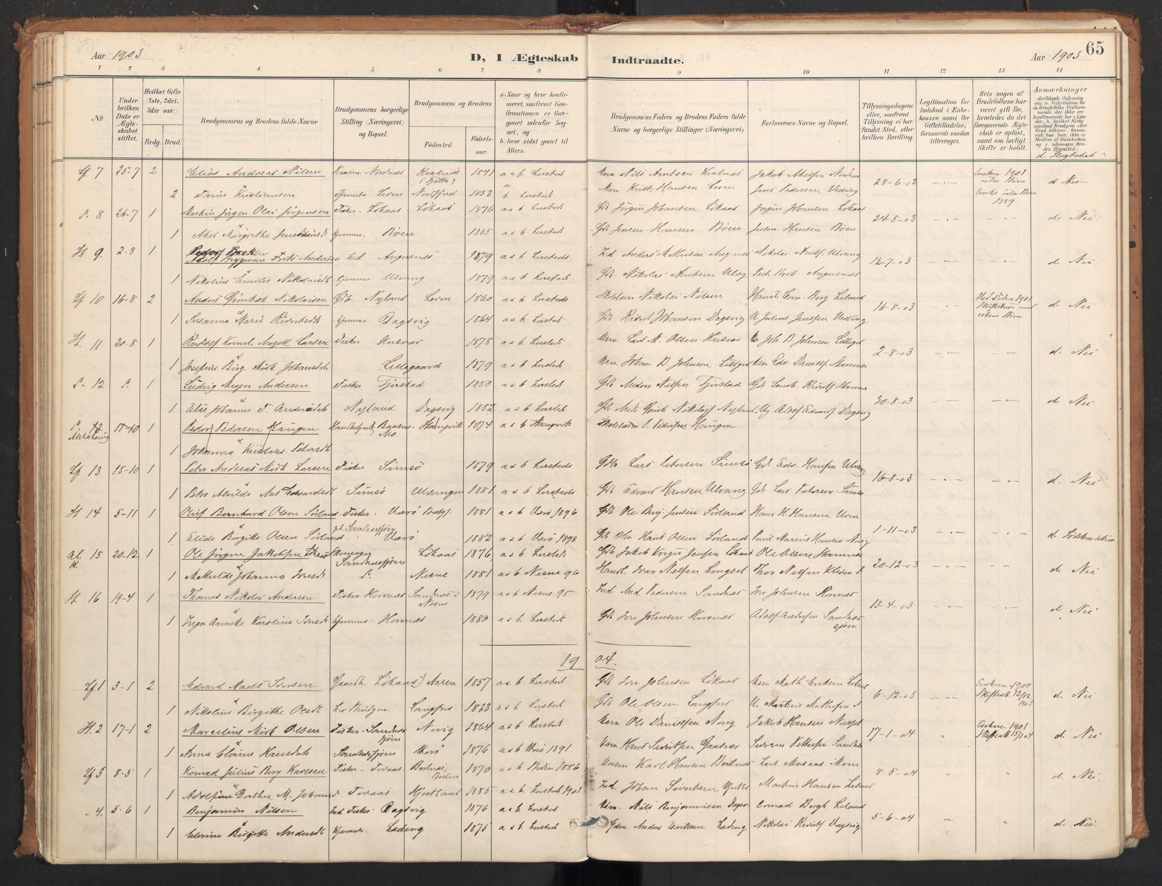 Ministerialprotokoller, klokkerbøker og fødselsregistre - Nordland, AV/SAT-A-1459/831/L0472: Parish register (official) no. 831A03, 1897-1912, p. 65