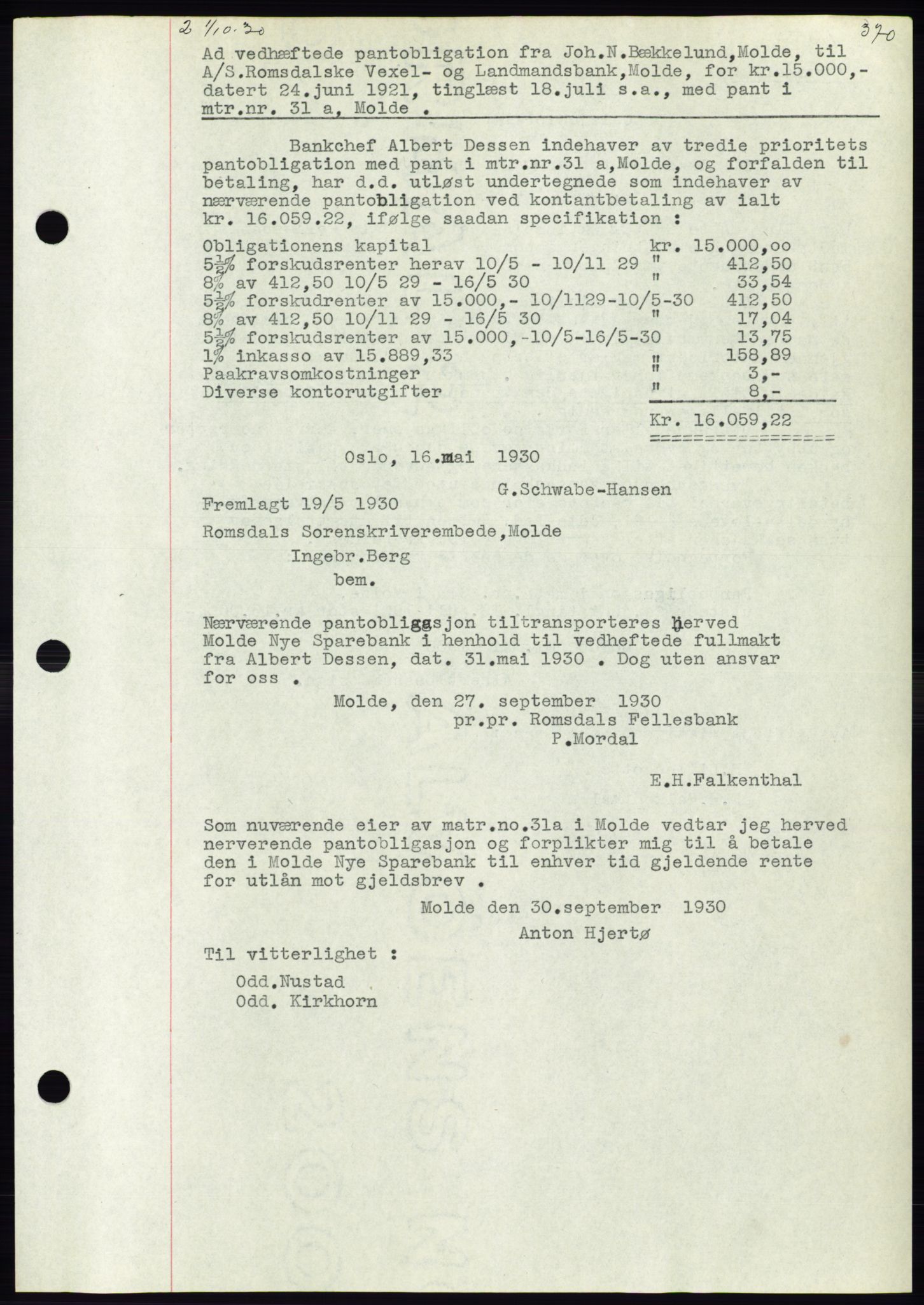 Molde byfogd, AV/SAT-A-0025/2/2C/L0011: Mortgage book no. 11, 1926-1932, Deed date: 01.10.1930