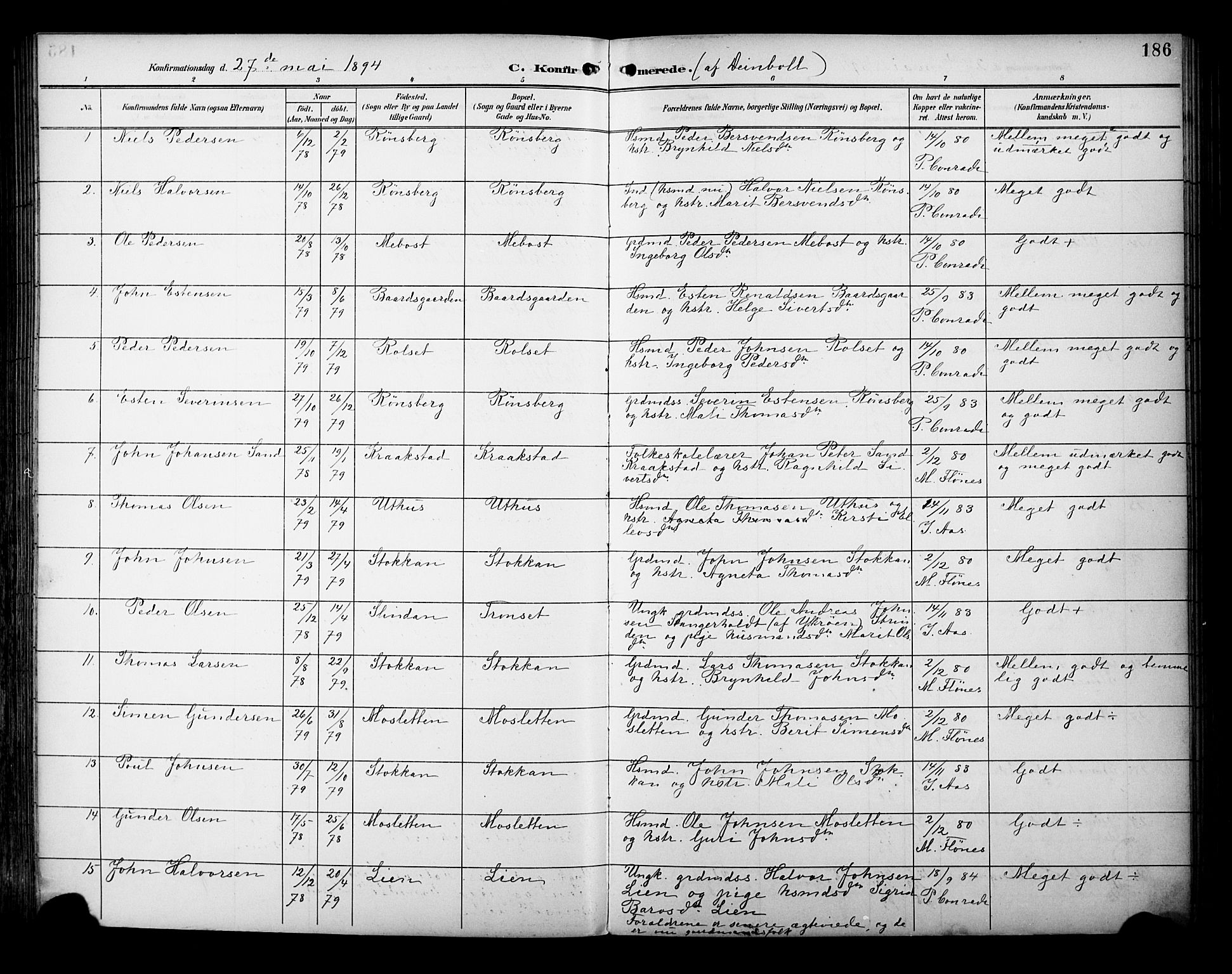 Ministerialprotokoller, klokkerbøker og fødselsregistre - Sør-Trøndelag, SAT/A-1456/695/L1149: Parish register (official) no. 695A09, 1891-1902, p. 186