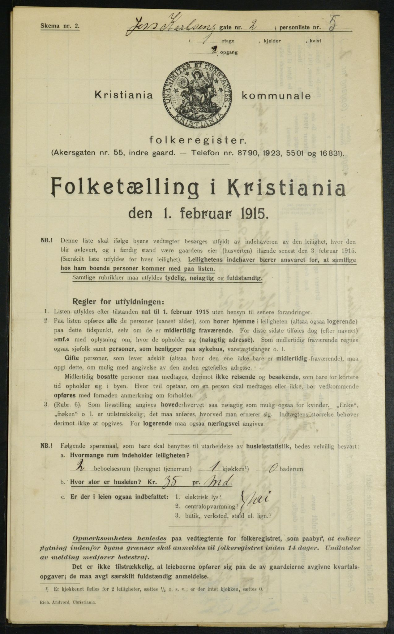 OBA, Municipal Census 1915 for Kristiania, 1915, p. 46515