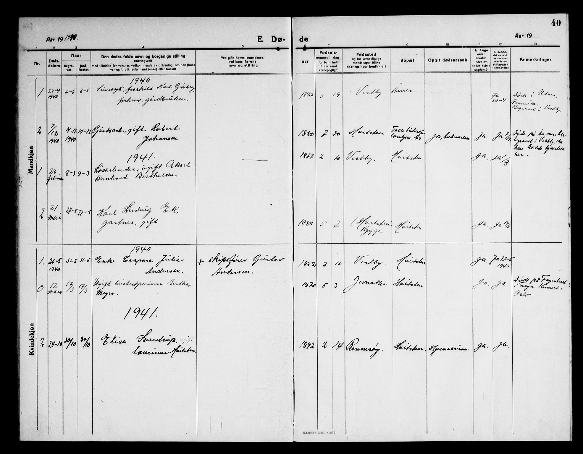 Vestby prestekontor Kirkebøker, SAO/A-10893/G/Gc/L0001: Parish register (copy) no. III 1, 1917-1945, p. 40
